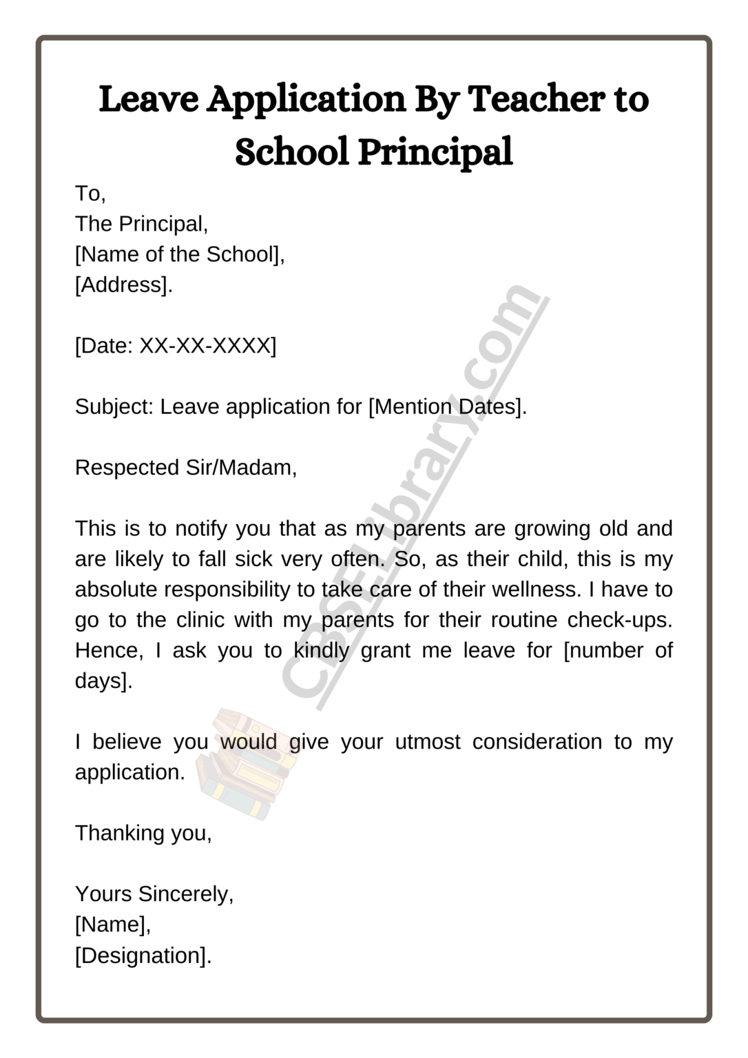 Leave Application Format For School, College And Office 