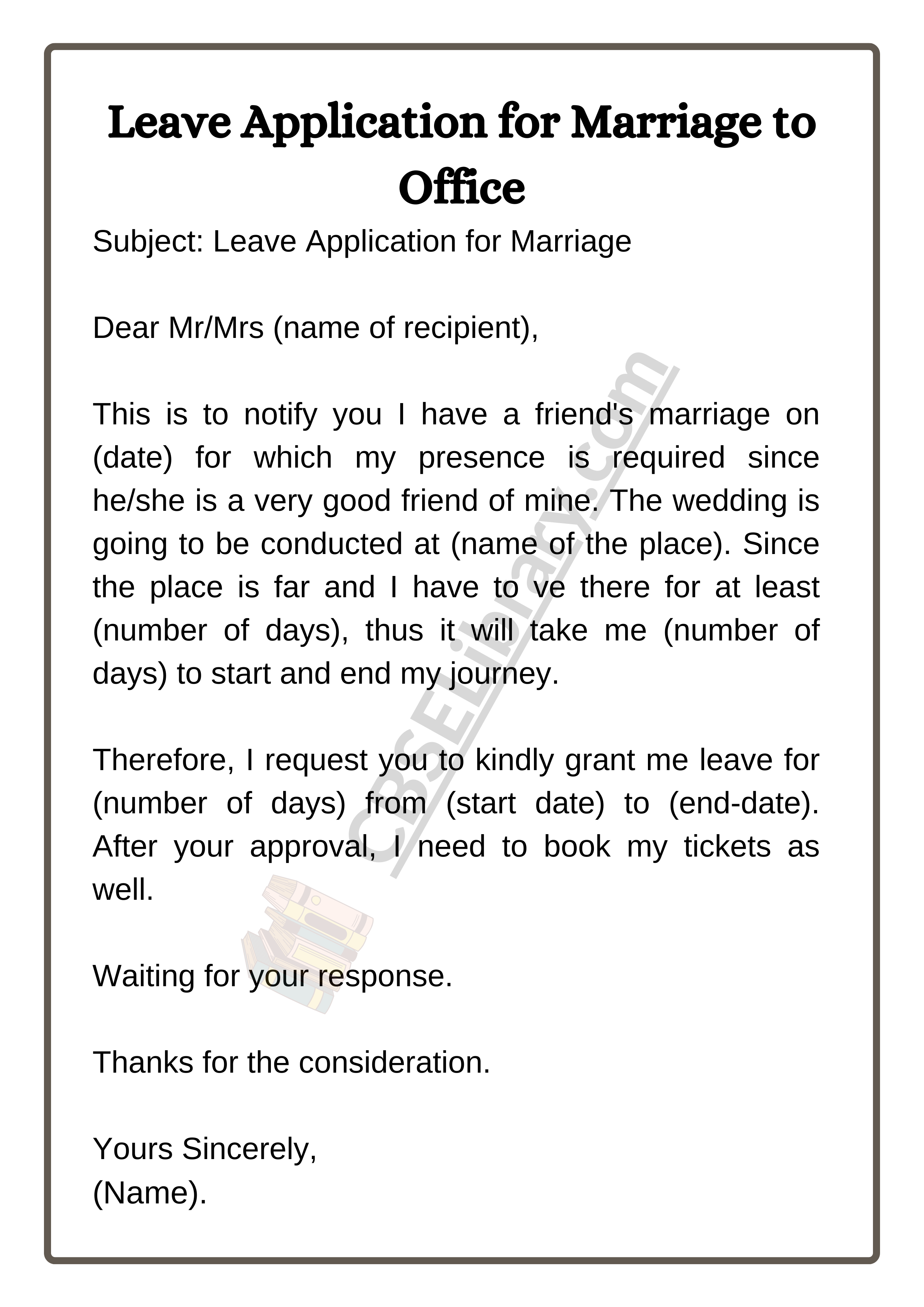 Leave Application for Marriage to Office