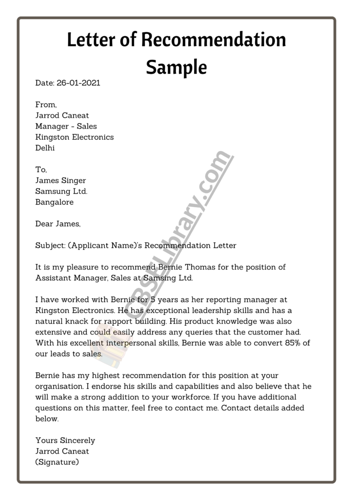 Letter of Recommendation | How to Write Letter of Recommendation ...