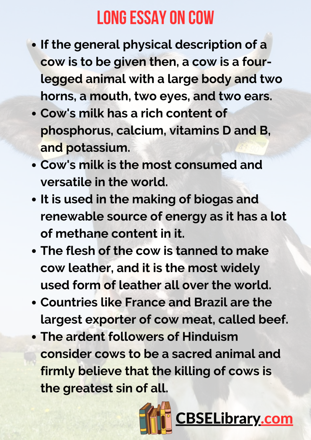 cow essay in english 150 words