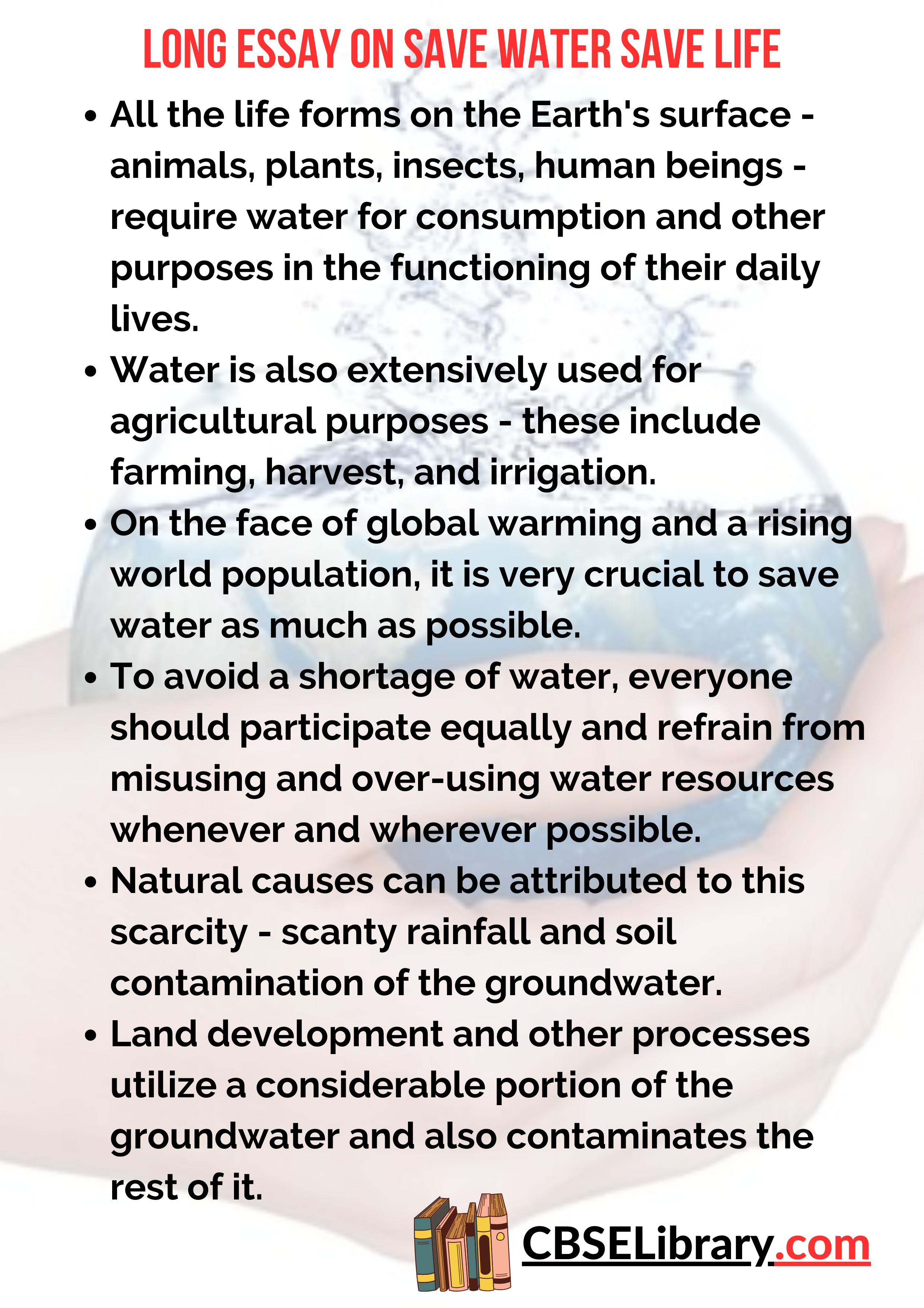 Long Essay on Save Water Save Life