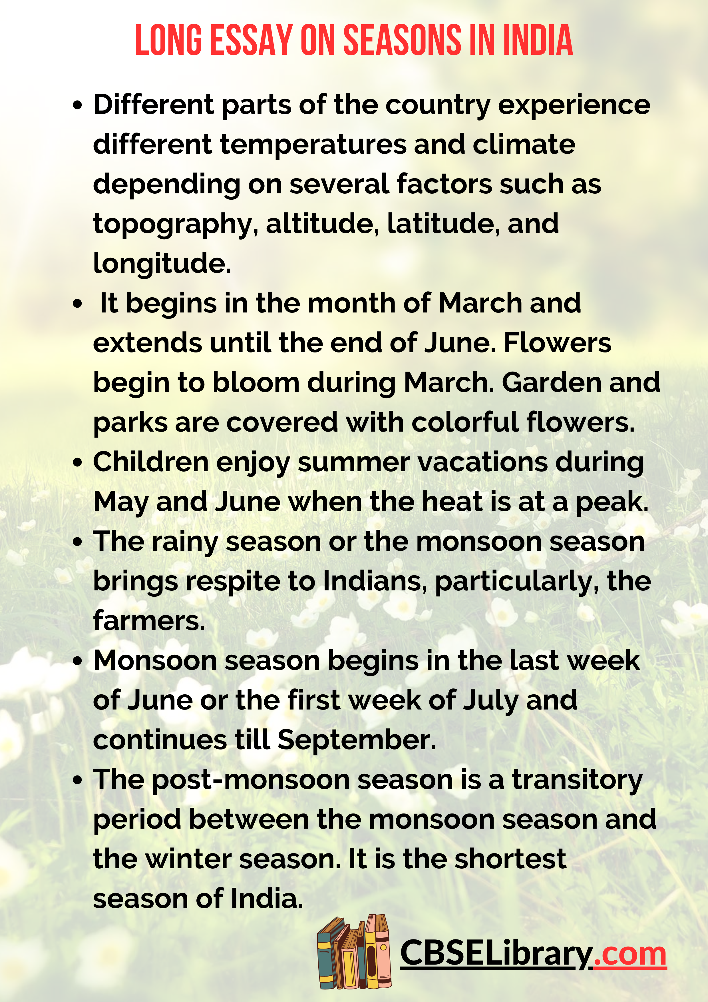 Long Essay on Seasons in India