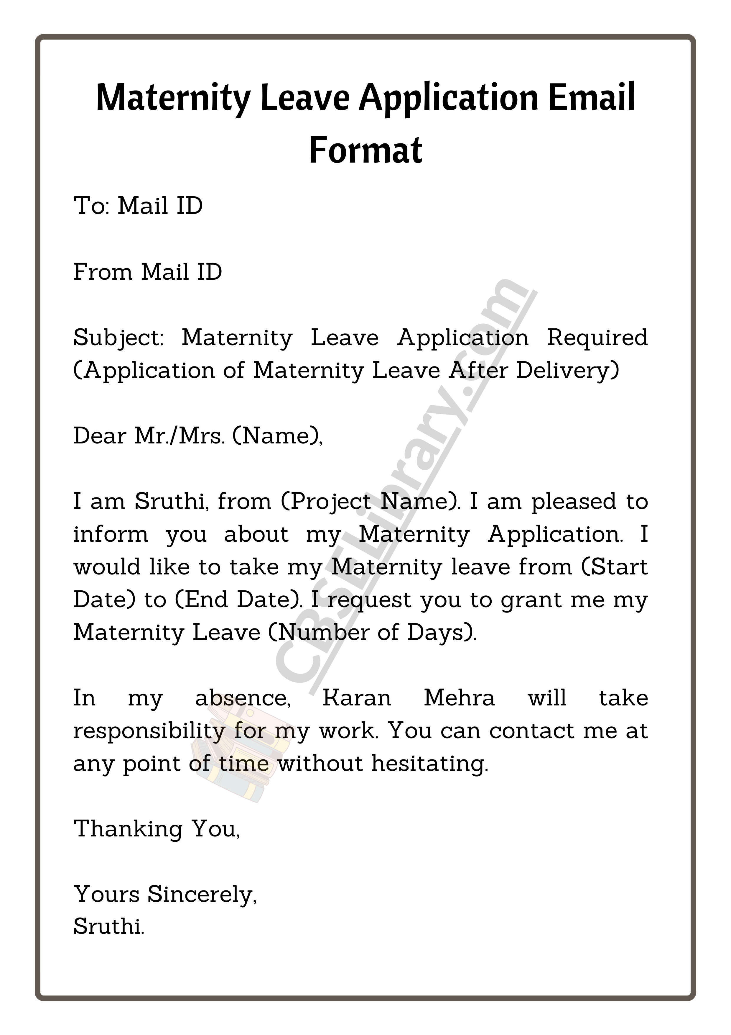 Maternity Leave Application Email Format