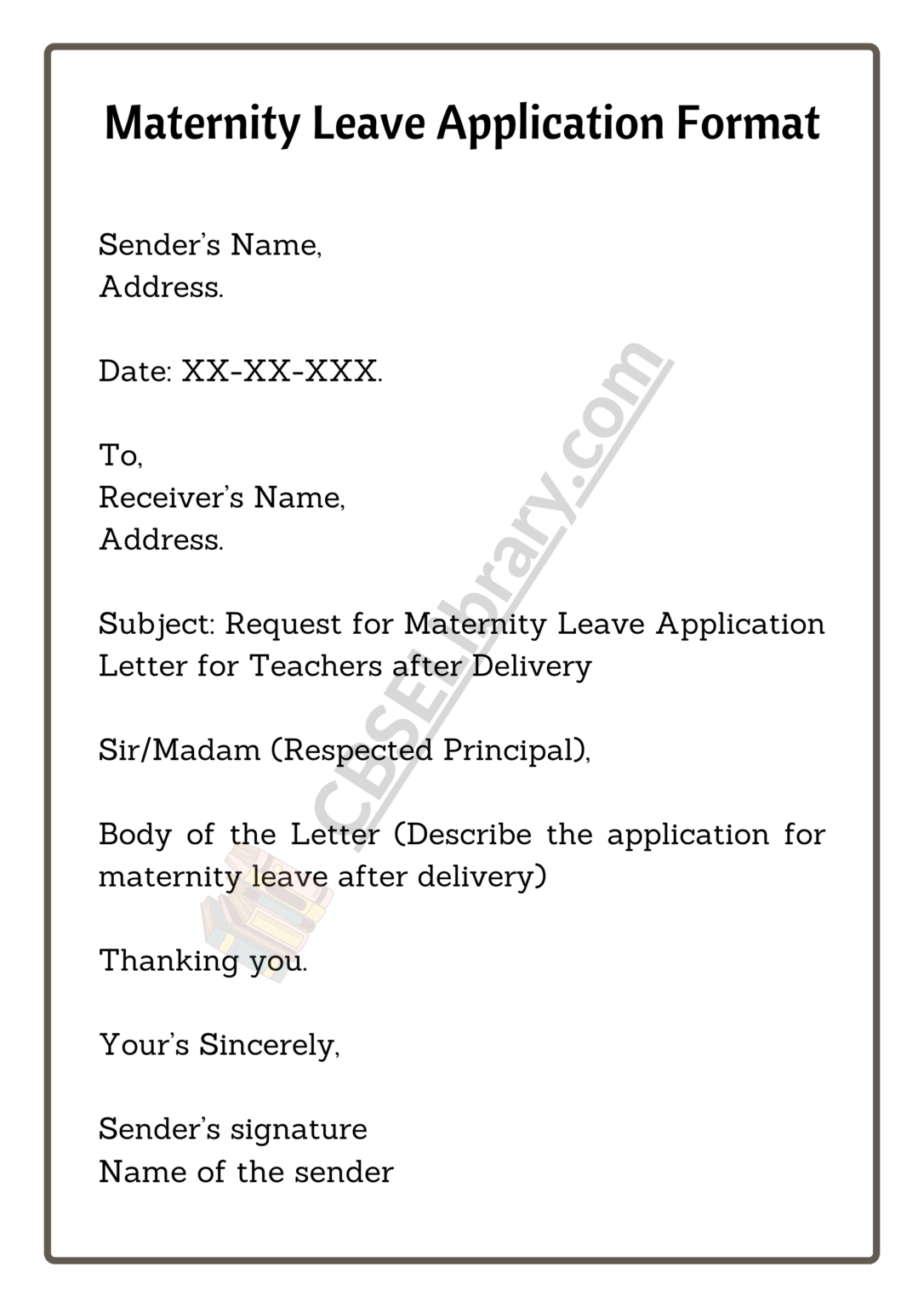maternity leave application letter format