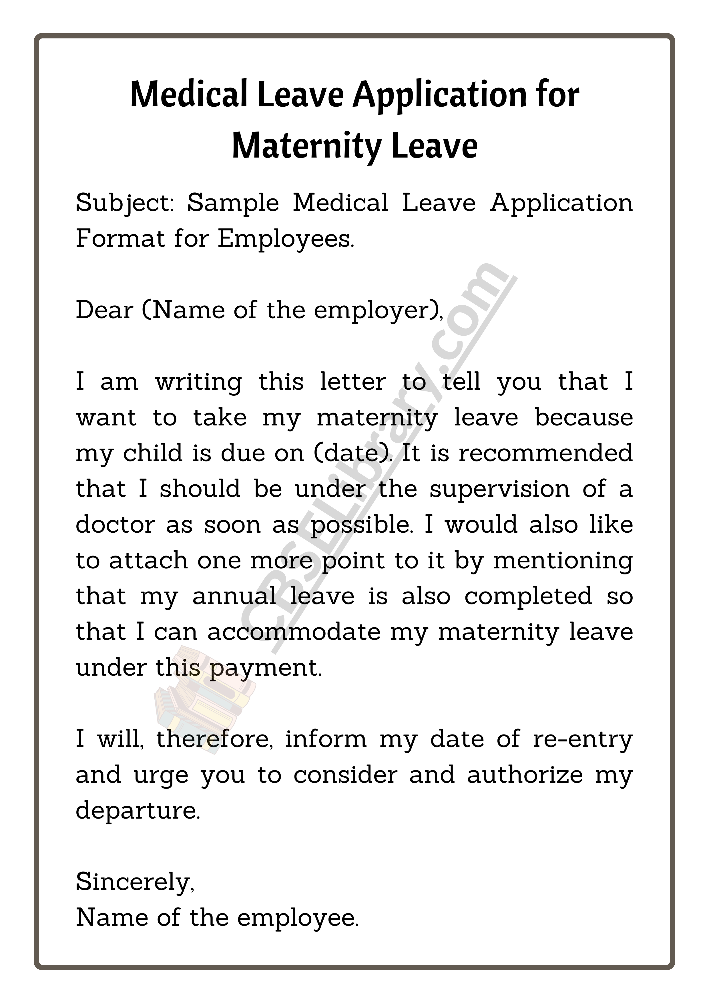 Medical Leave Application for Maternity Leave