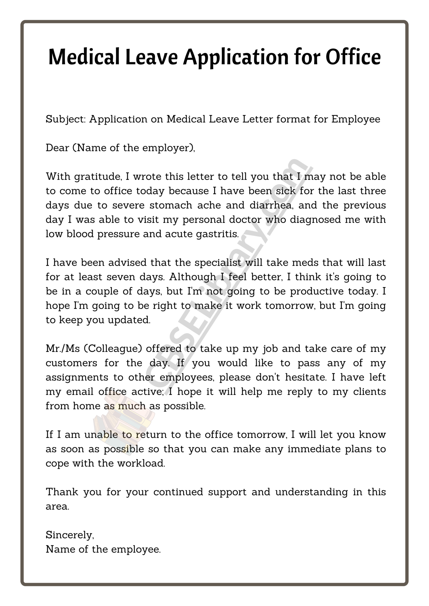 Medical Leave Application | How To Write A Medical Leave Application ...