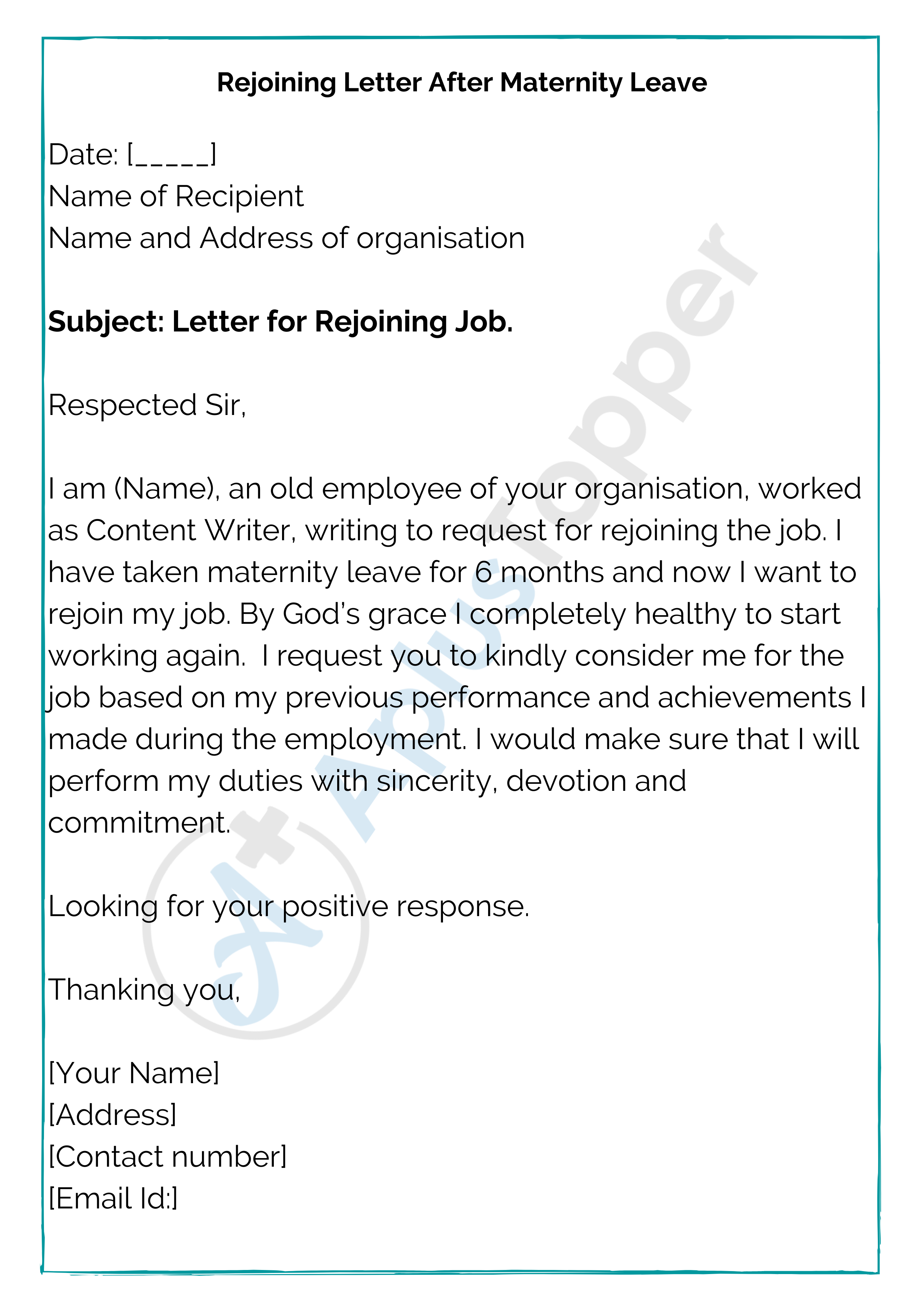 maternity leave application letter after delivery pdf