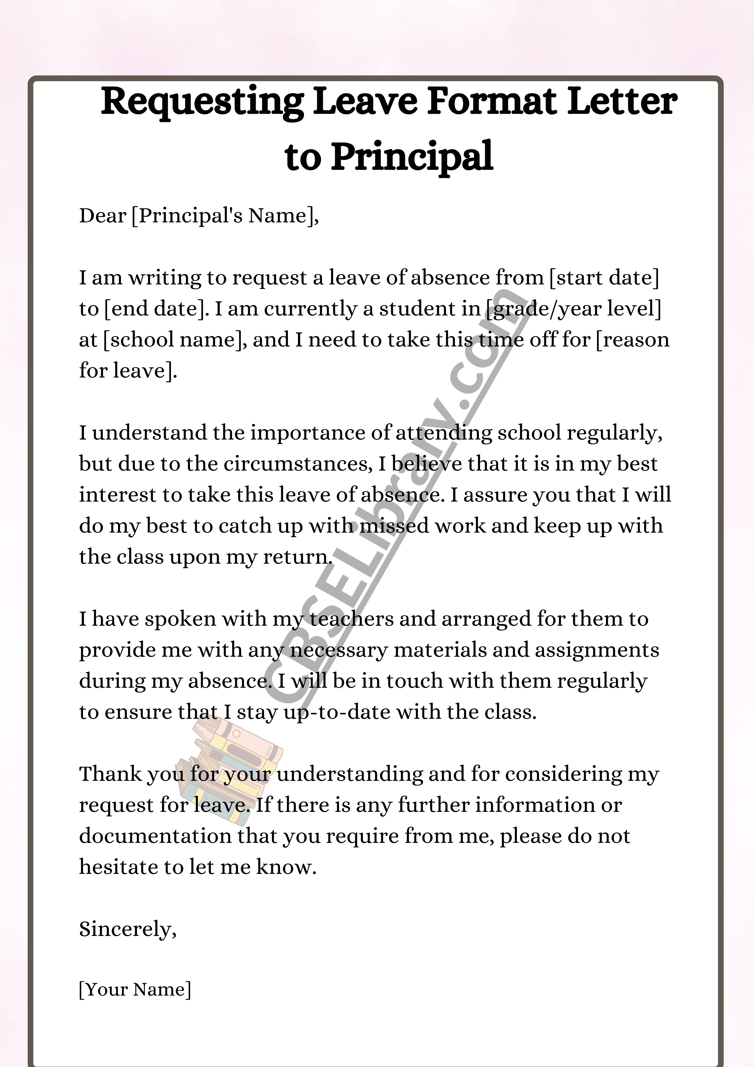 Requesting Leave Format Letter to Principal