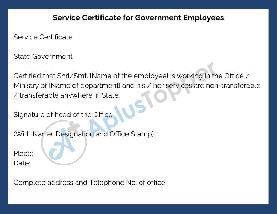 Service Certificate for Government Employees