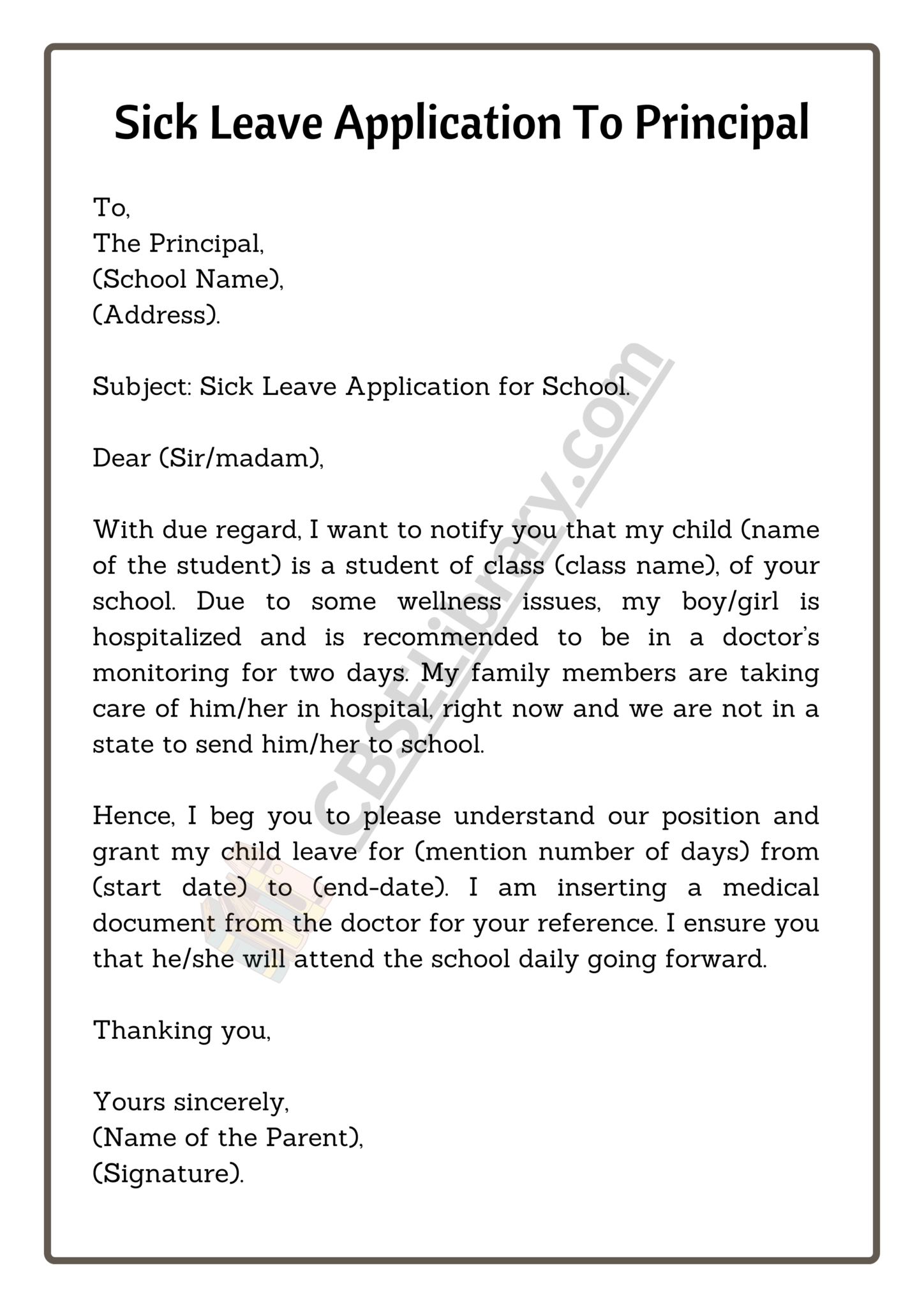 Sick Leave Application Format For School College And Office Tips Format And Samples Cbse 8550