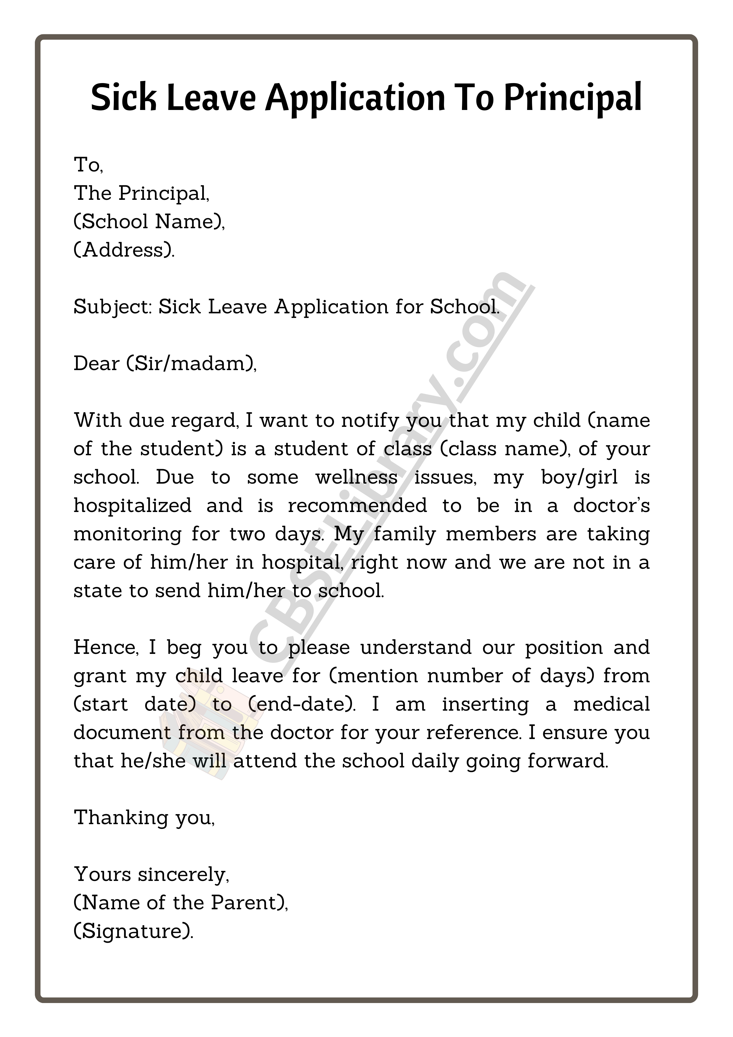 Sick Leave Application To Principal