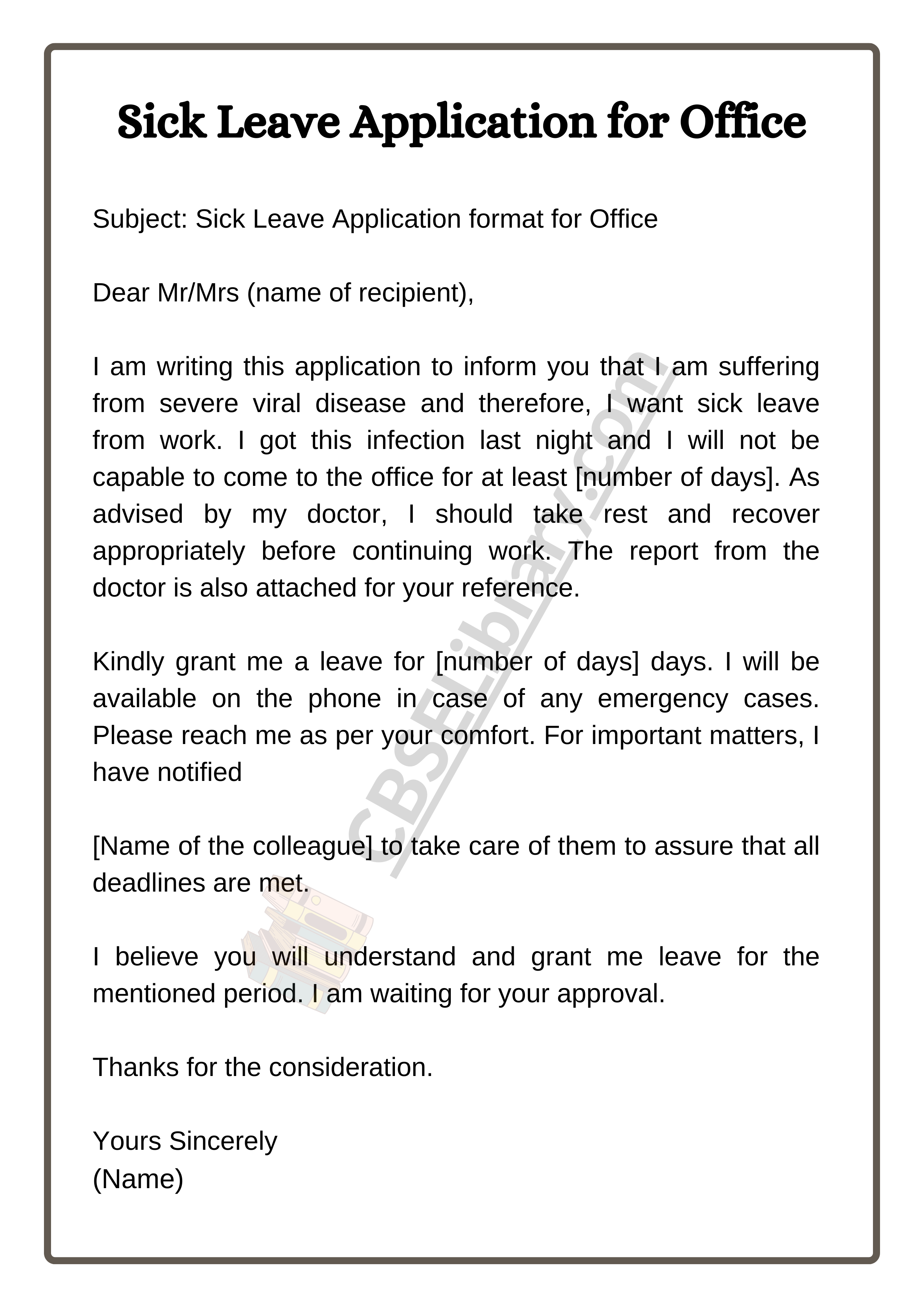 Sick Leave Application for Office