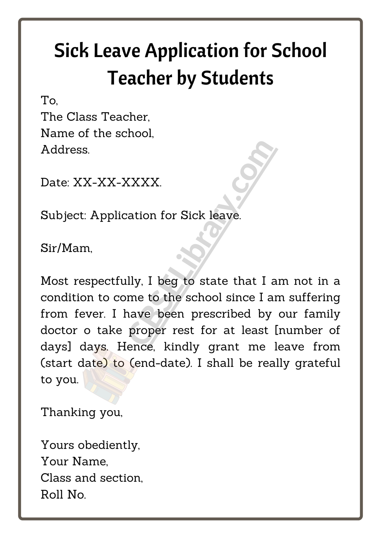 Sick Leave Application Format For School College And Office Tips Format And Samples Cbse 8070