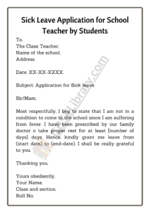 Sick Leave Application Format for School, College and Office | Tips ...