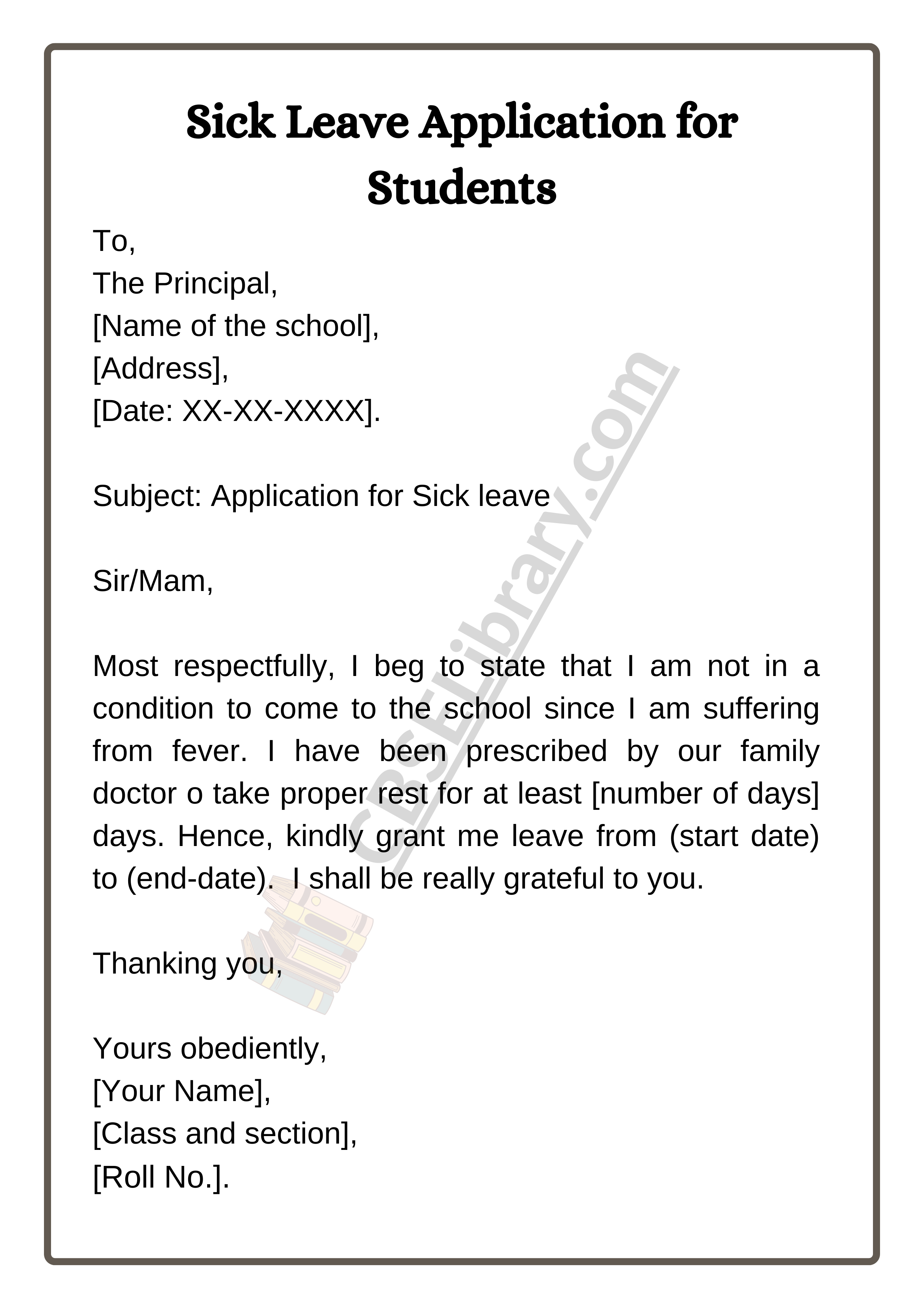 Sick Leave Application for Students