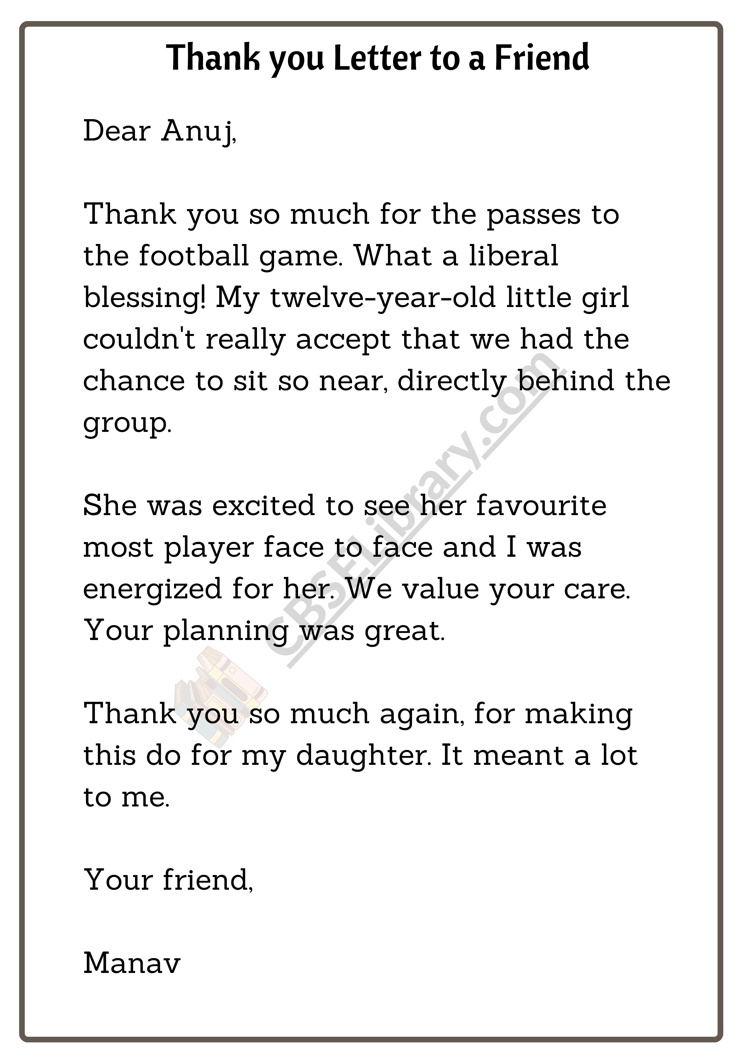 Thank you Letter to a Friend
