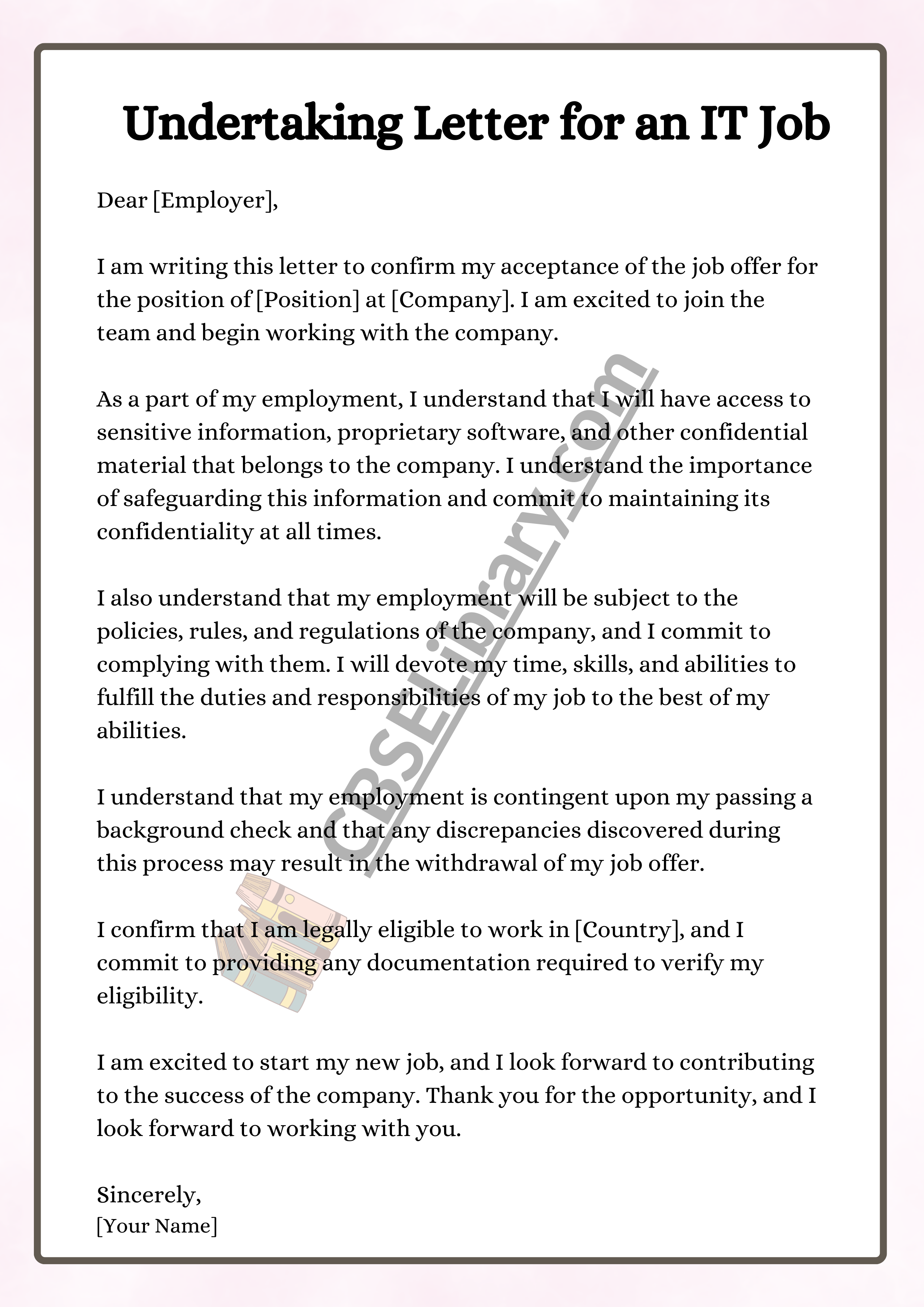 Undertaking Letter for an IT Job