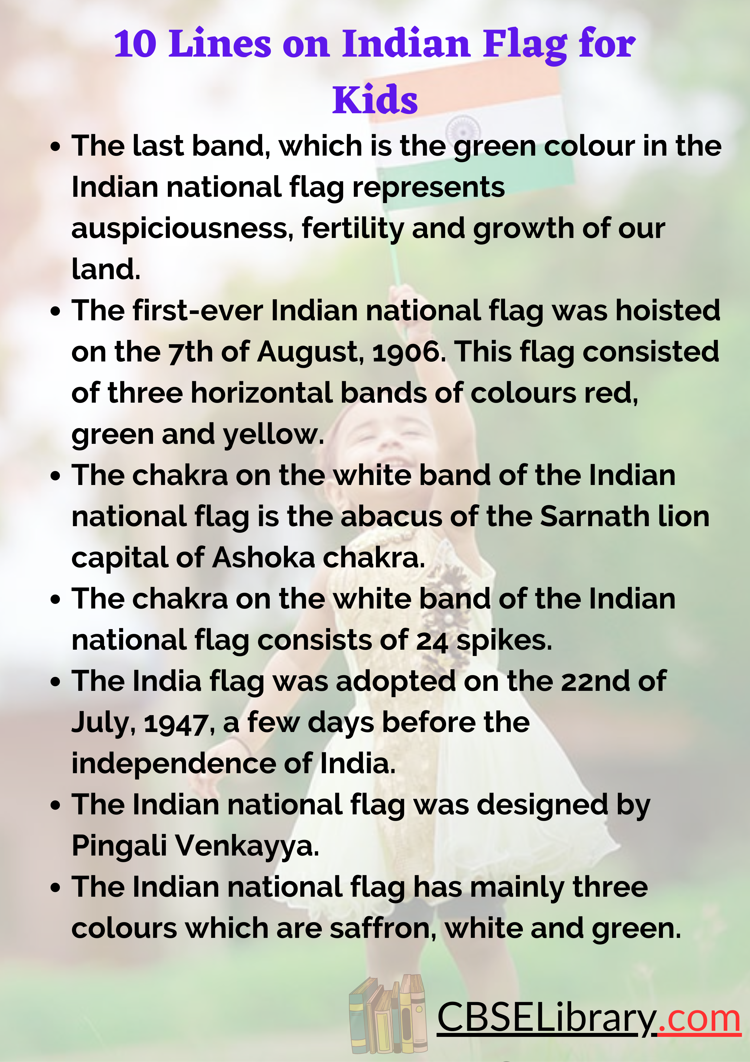 10 Lines on Indian Flag for Kids