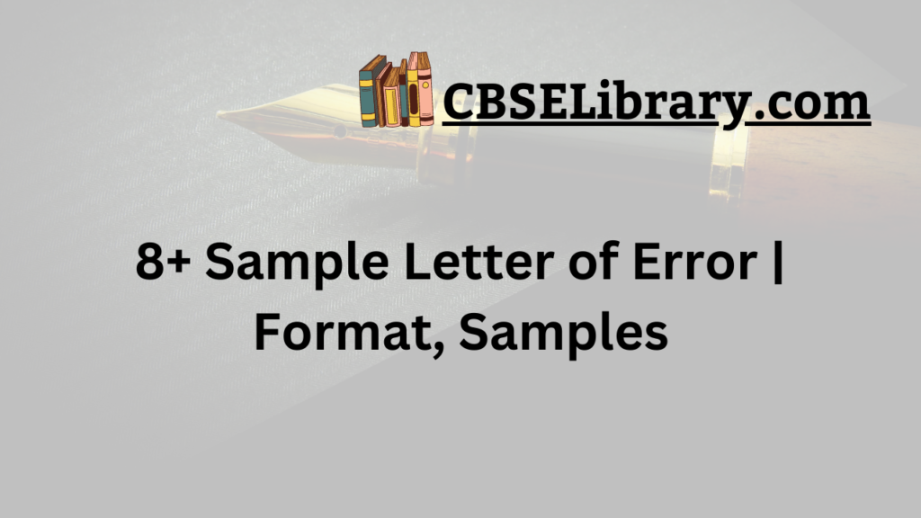 8+ Sample Letter of Error | Format, Samples and Examples of Error ...