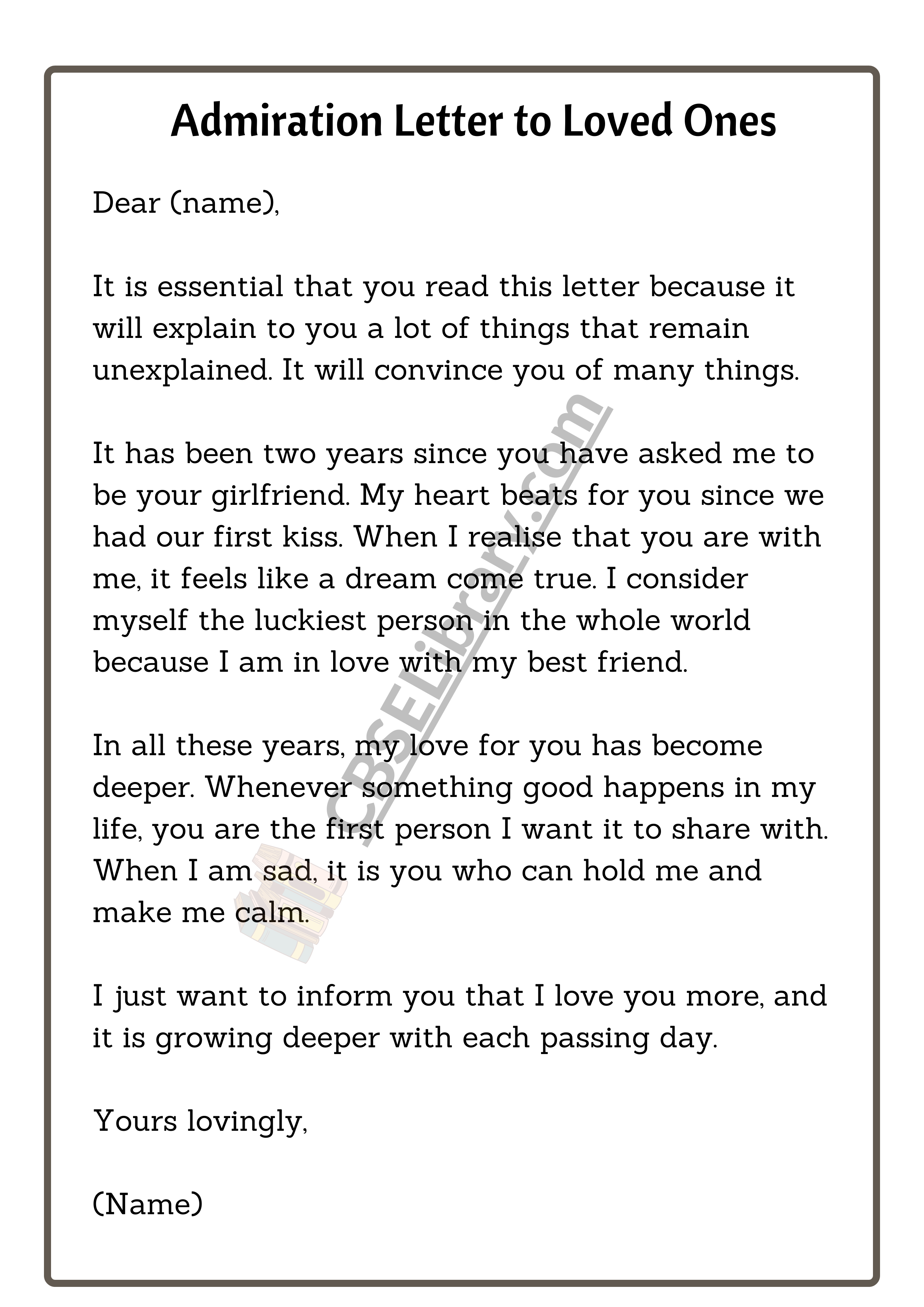 Admiration Letter to Loved Ones