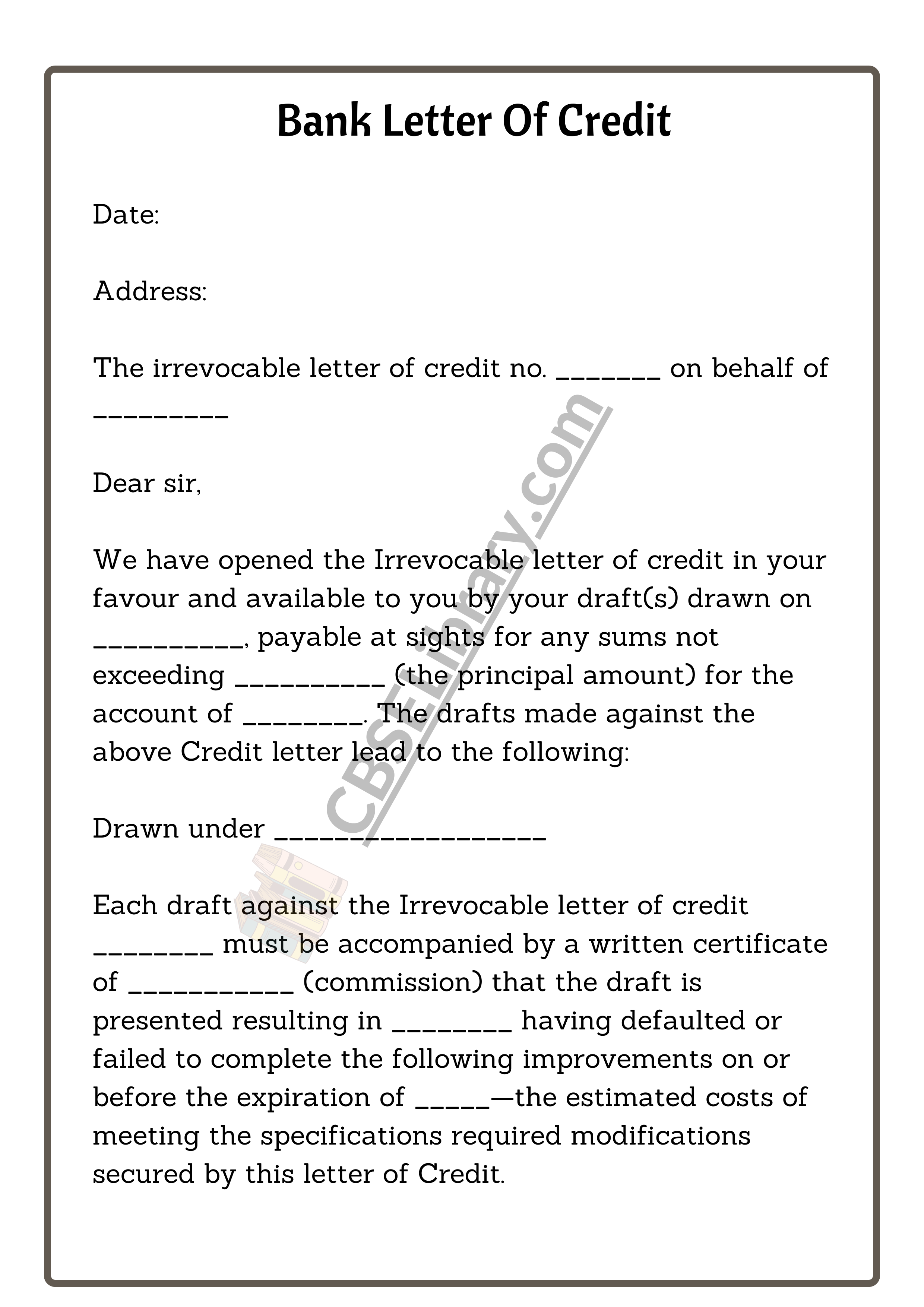 Bank Letter Of Credit