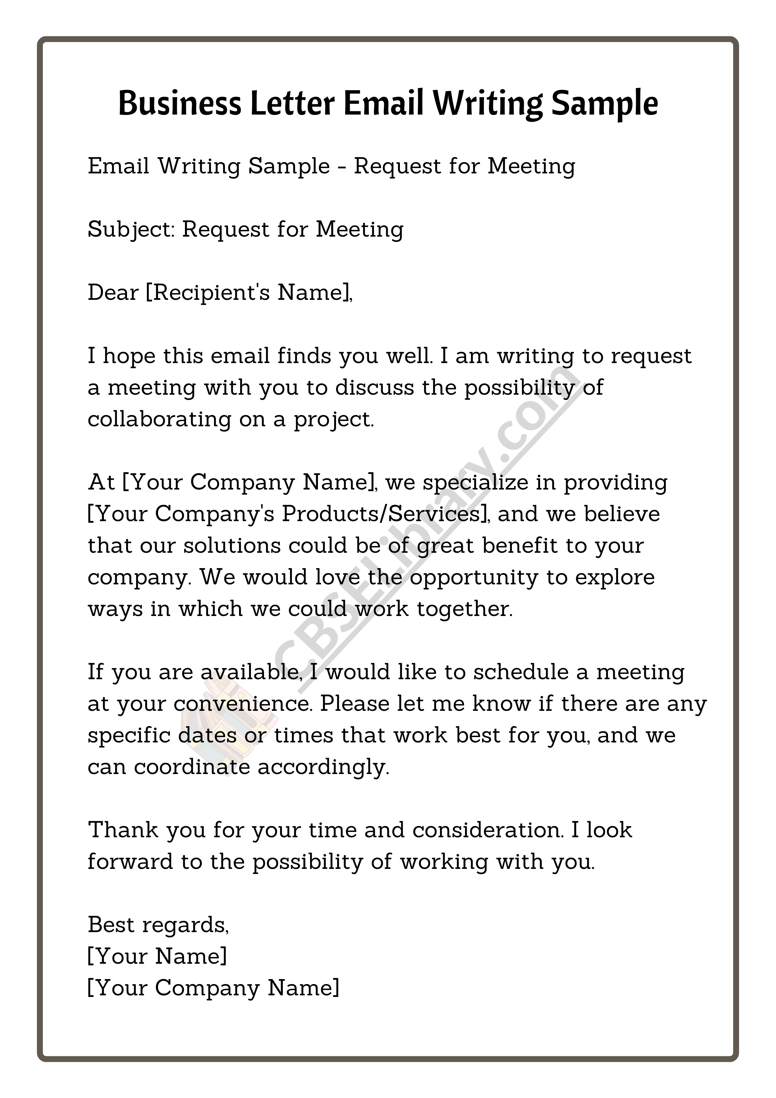 Business Letter Email Writing Sample