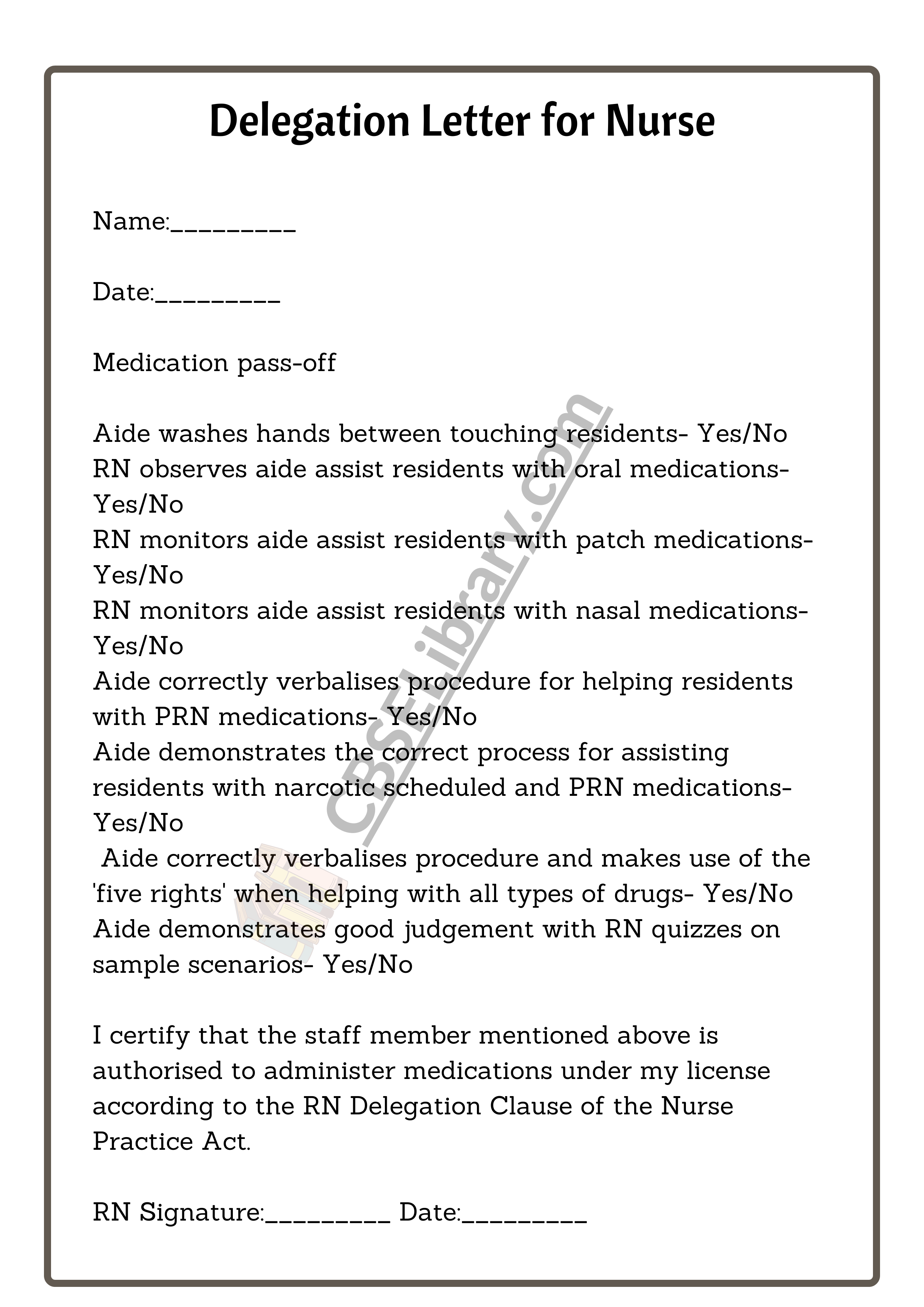 Delegation Letter for Nurse