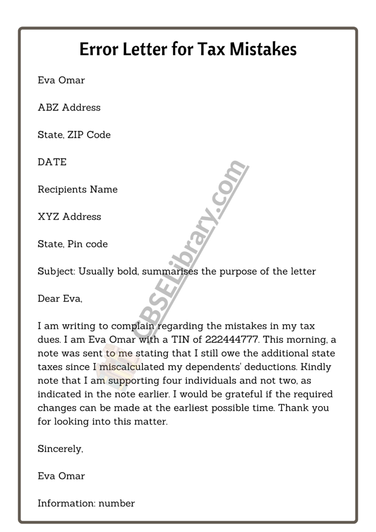 8+ Sample Letter of Error | Format, Samples and Examples of Error ...