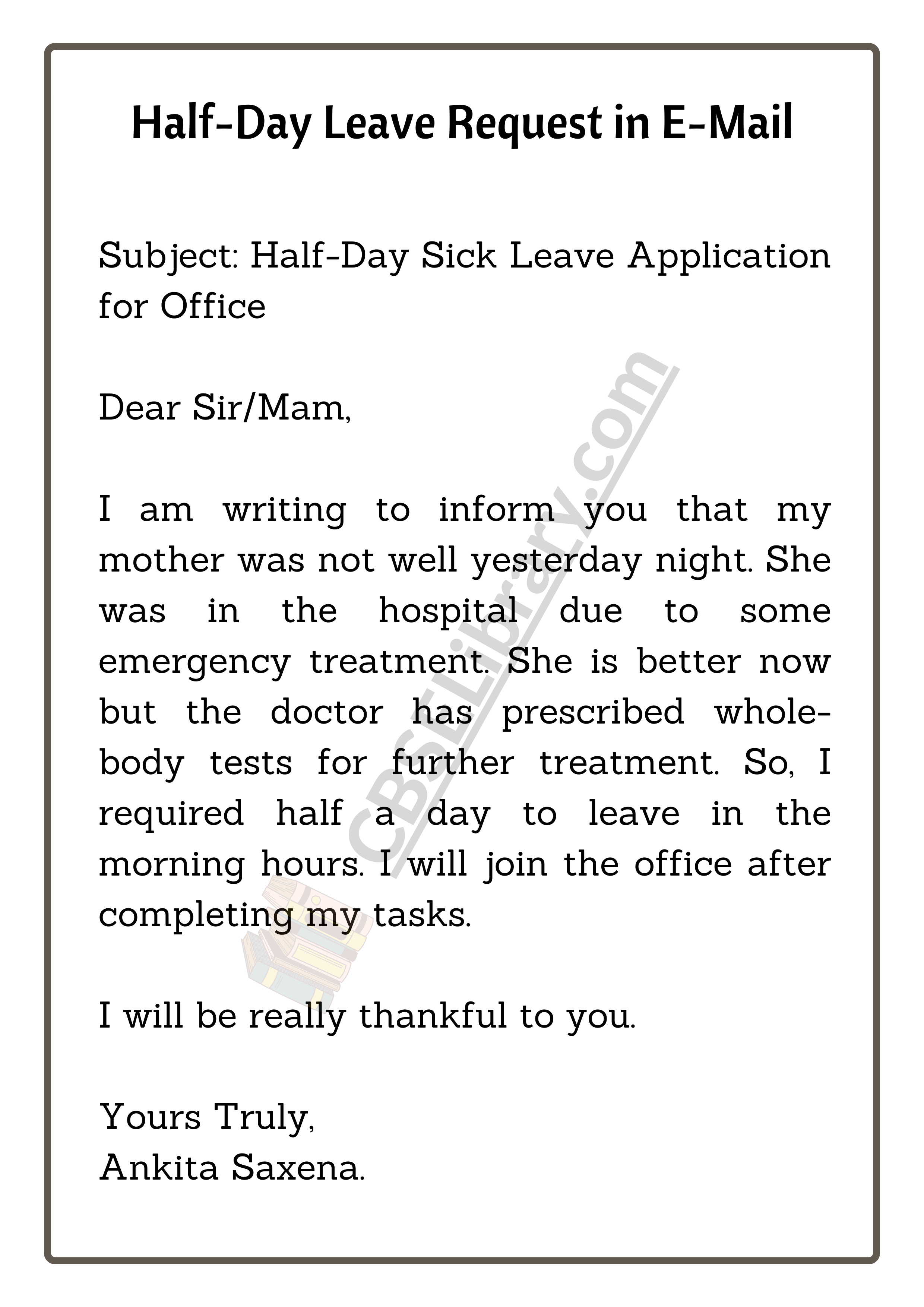 Half-Day Leave Request in E-Mail