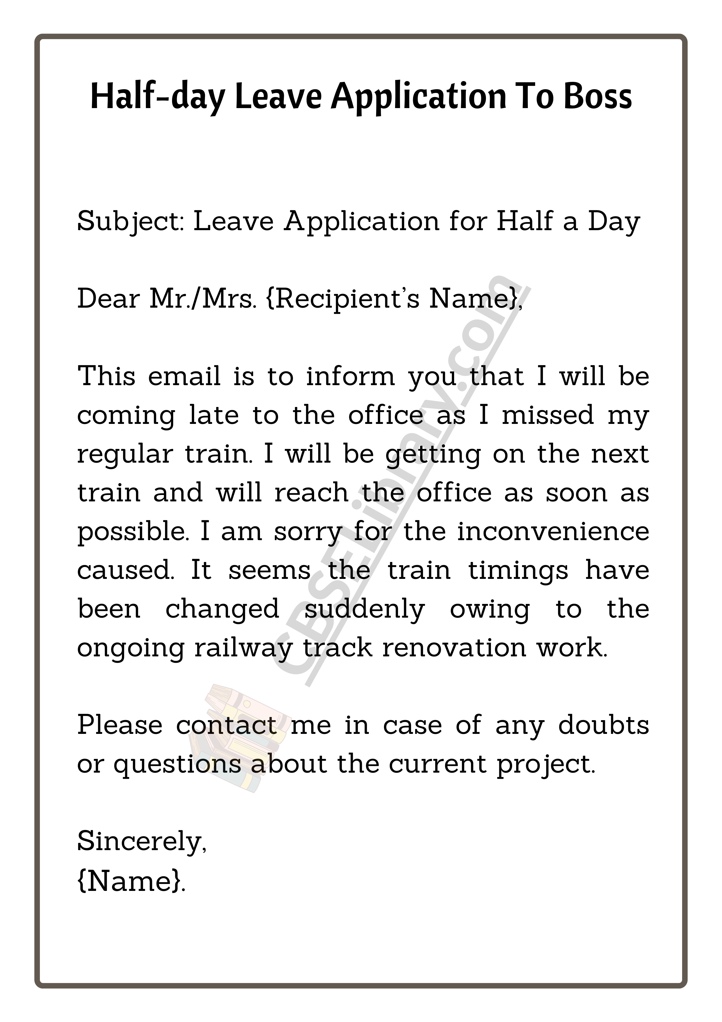 Half-day Leave Application To Boss