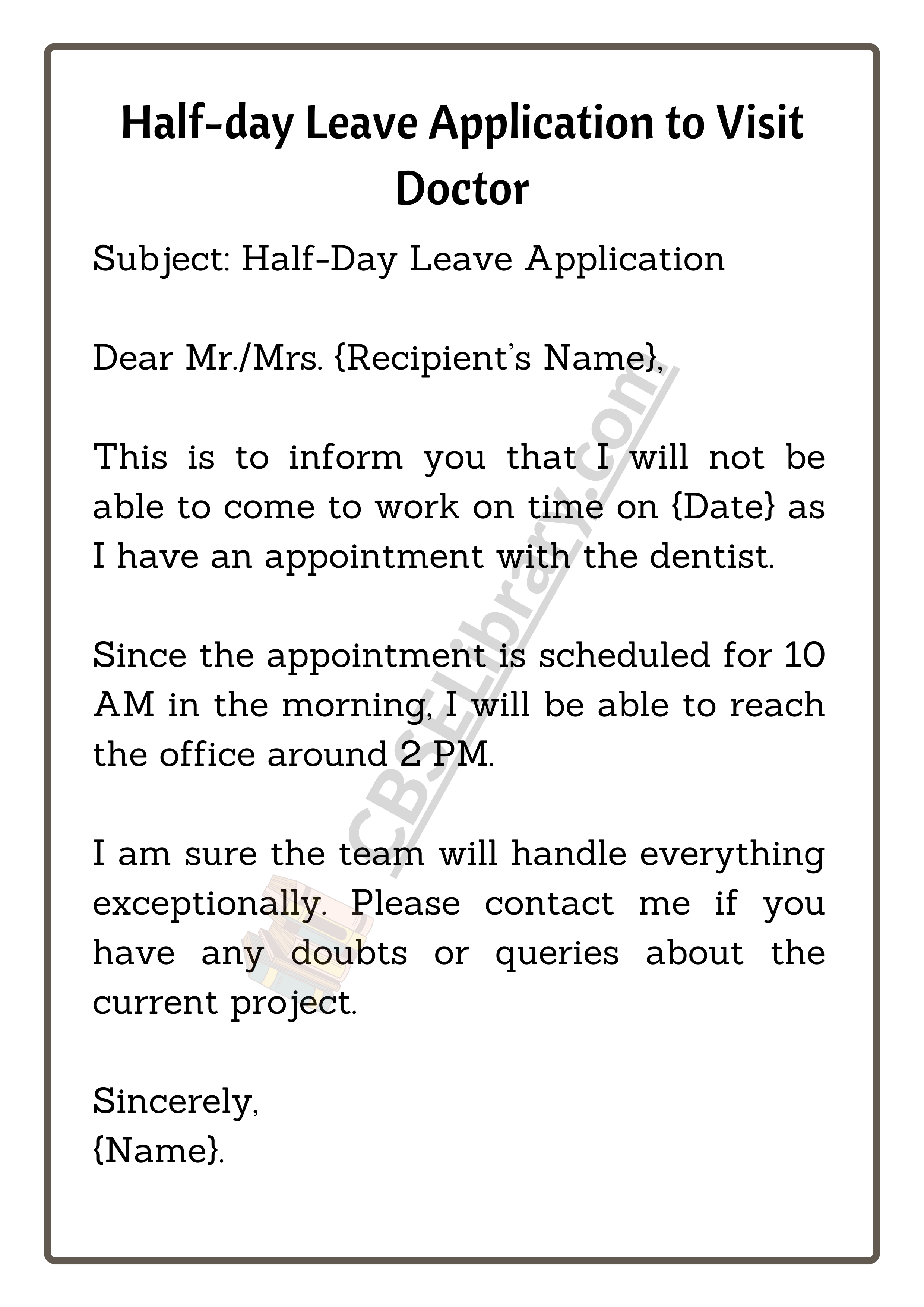 Half-day Leave Application to Visit Doctor