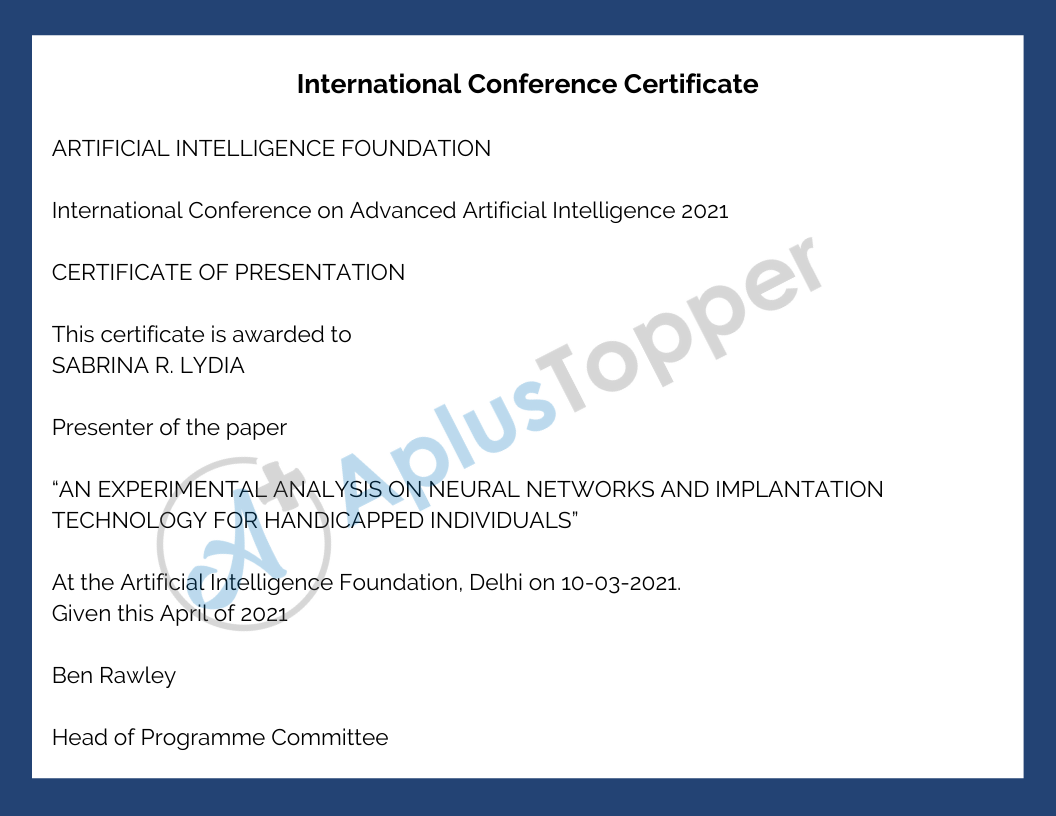 International Conference Certificate