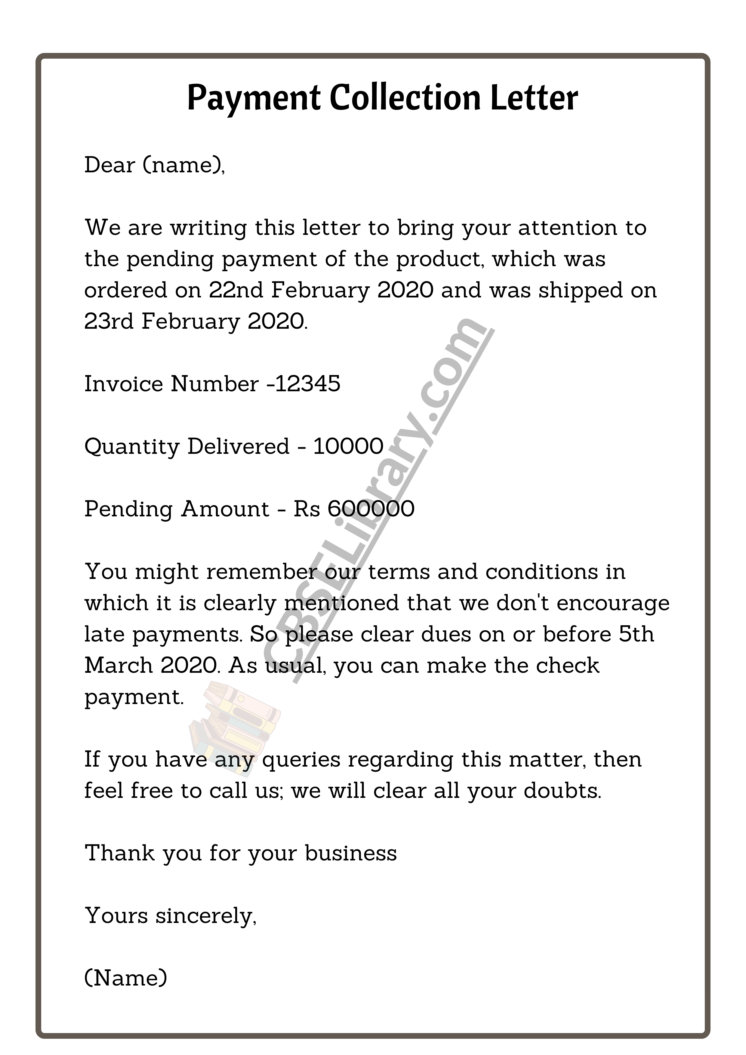 Payment Collection Letter