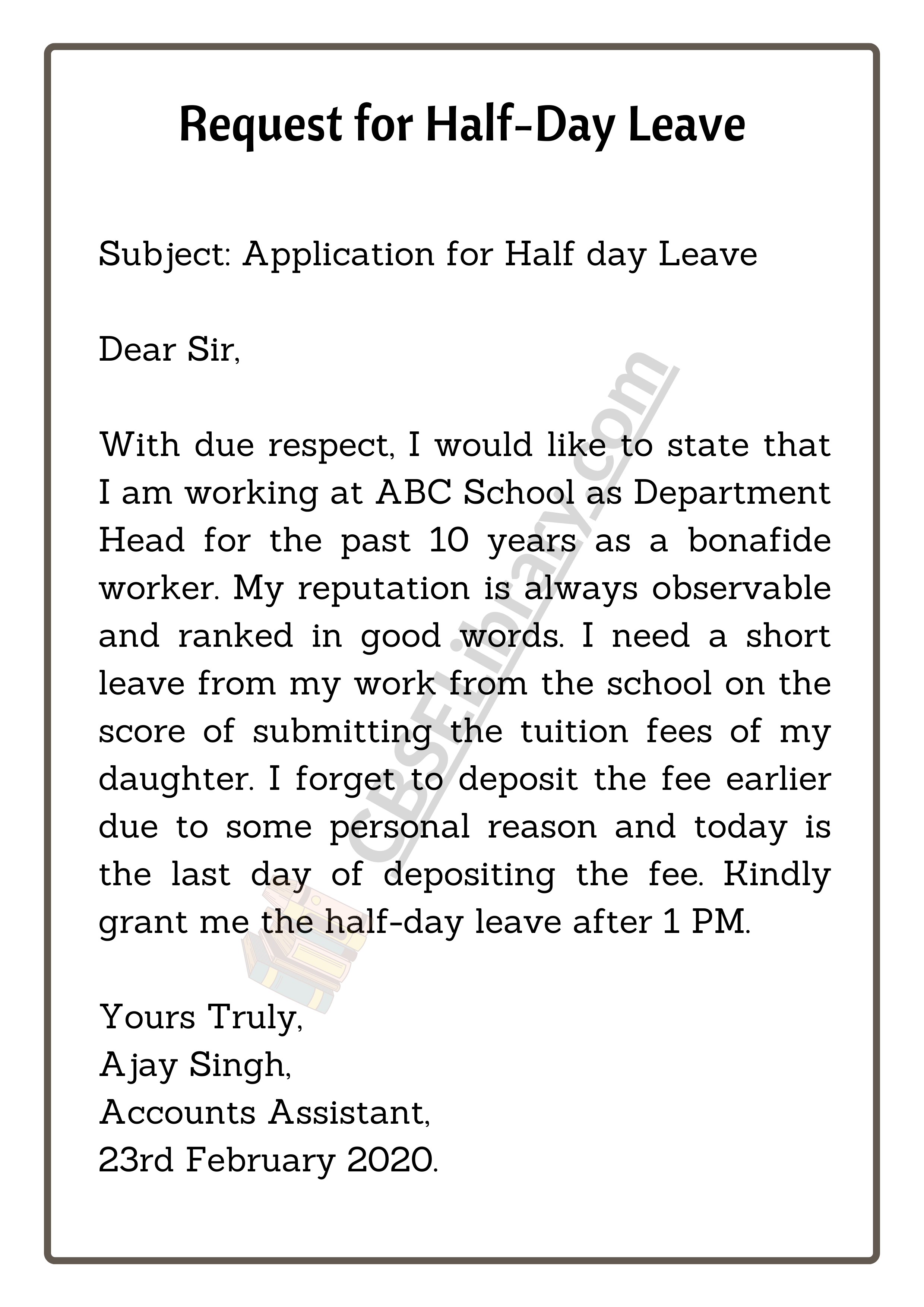 Request for Half-Day Leave
