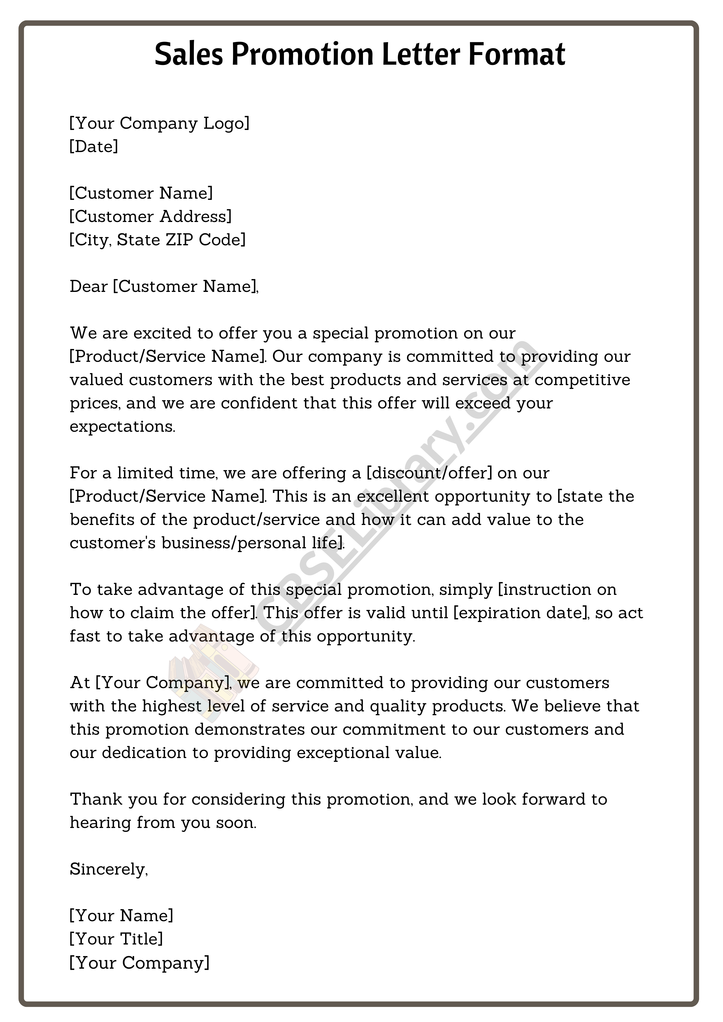 Sales Promotion Letter Format