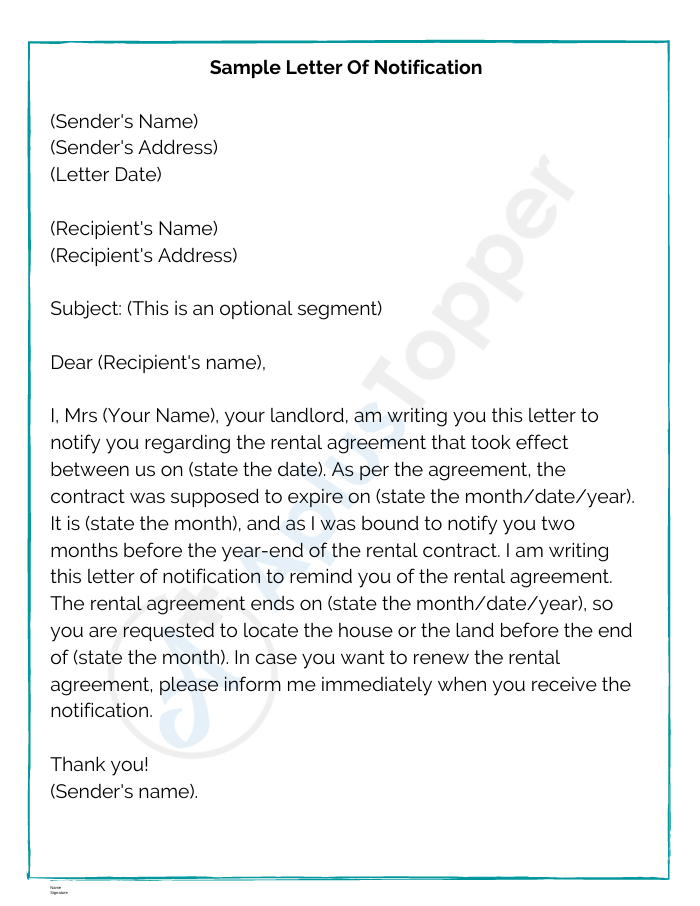 Sample Notification Letters Examples, Samples, Format and How To