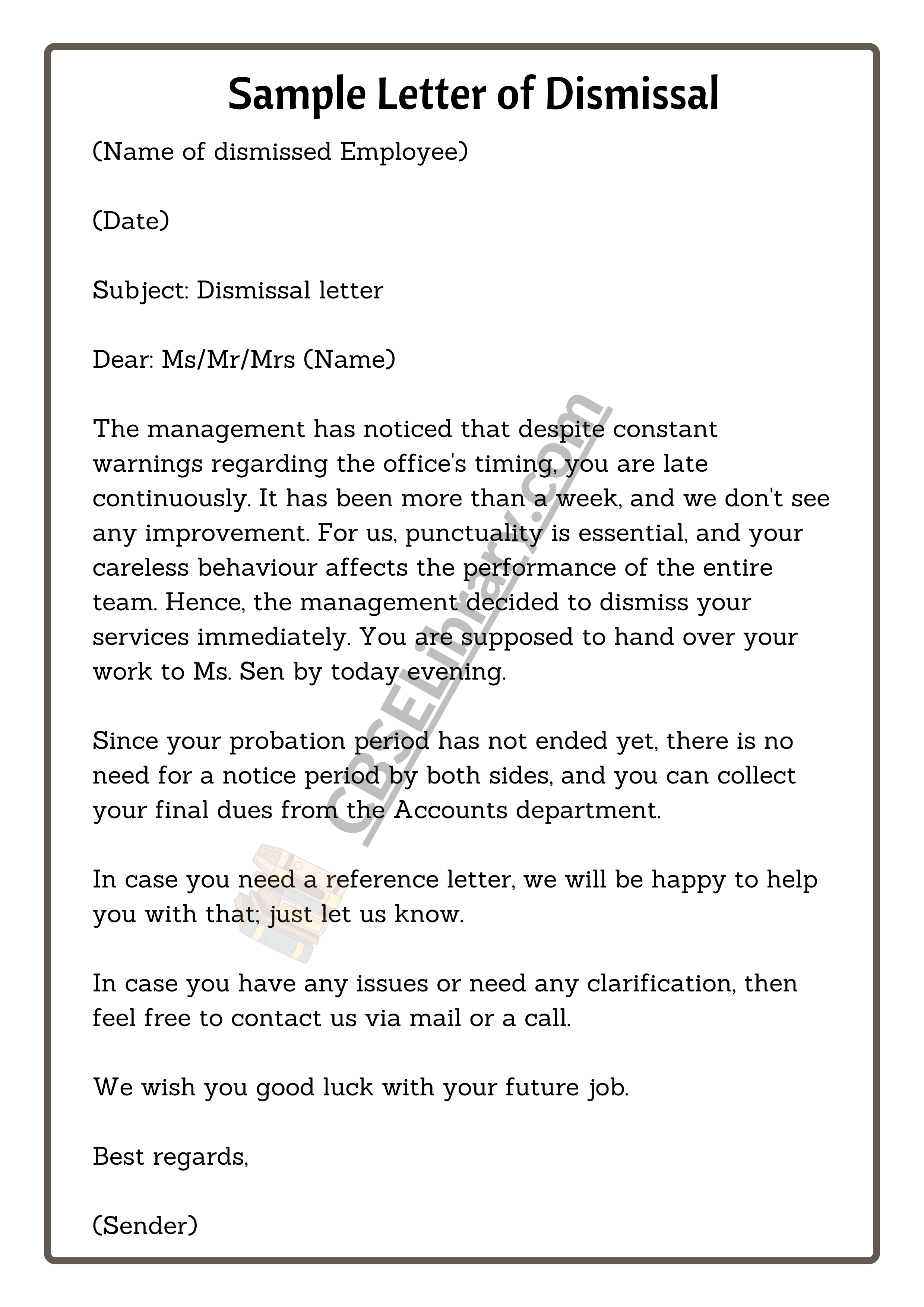 Sample Letter of Dismissal