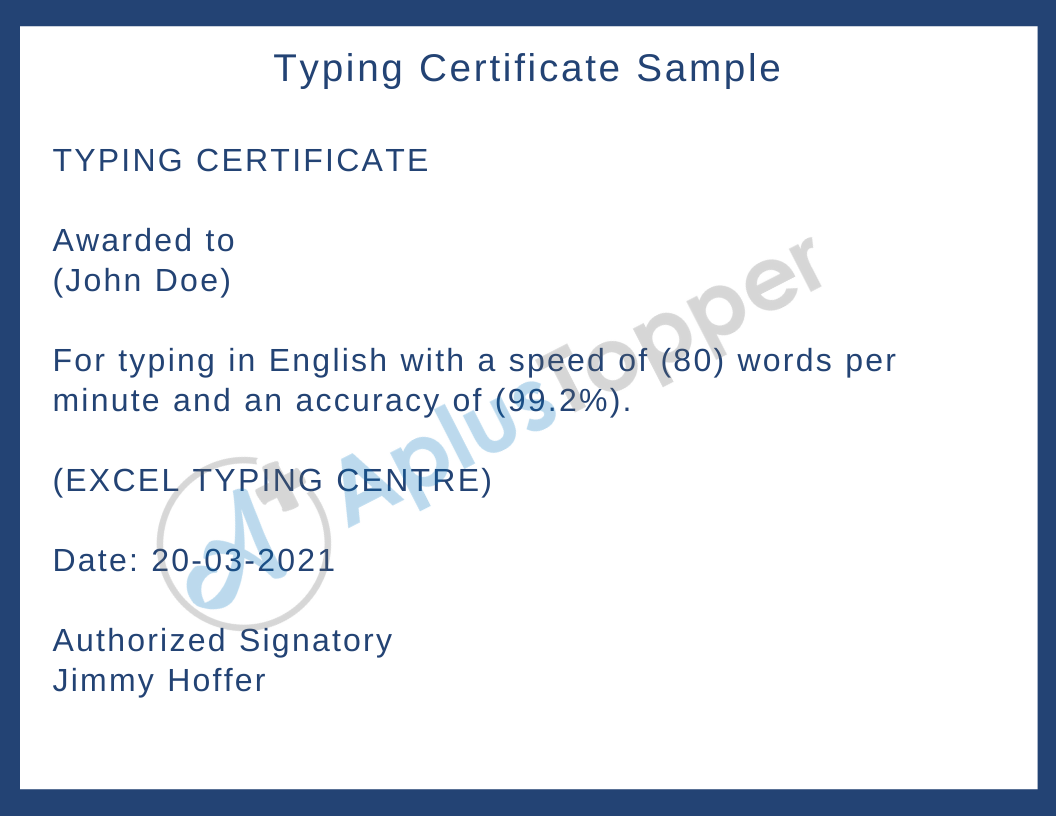 Typing Certificate Sample
