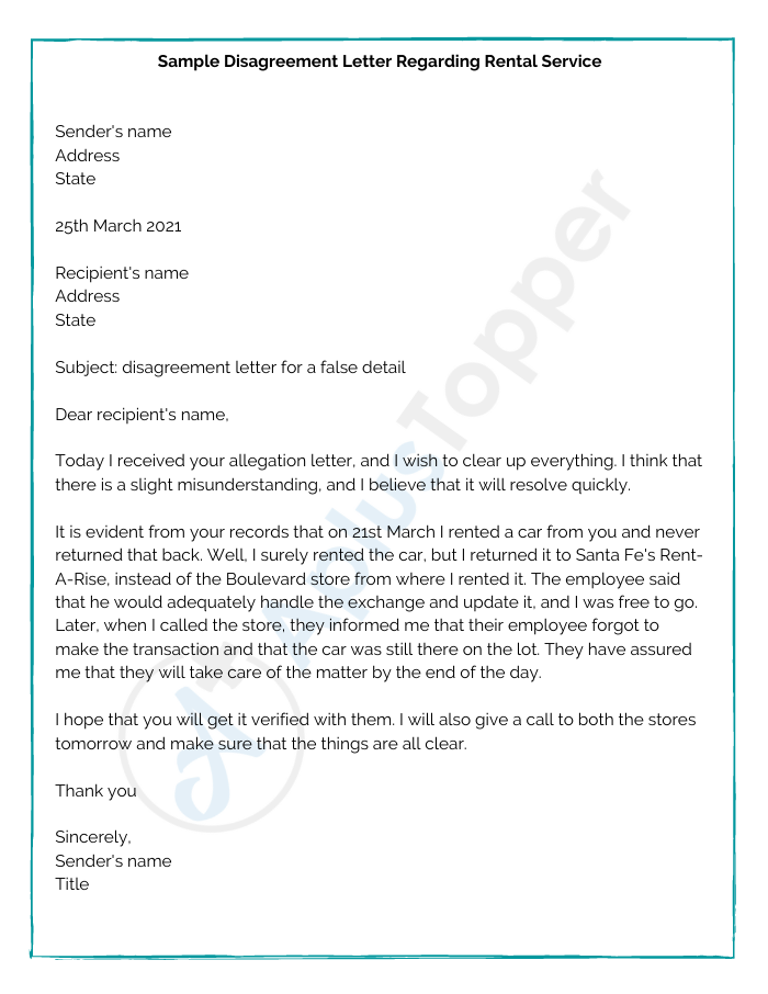 Disagreement Letter With A False Accusation | Samples. Example and How