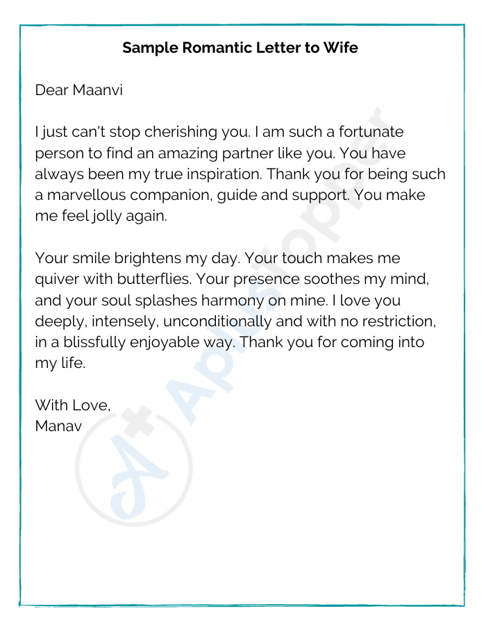Sample Romantic Letter to Wife