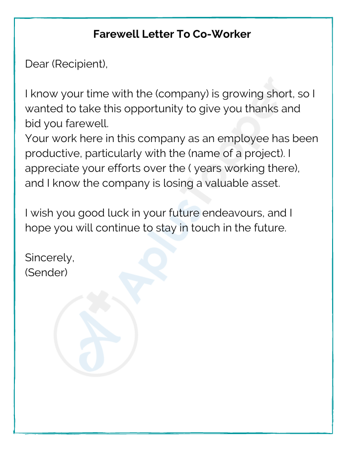 Farewell Letter To Co-Worker