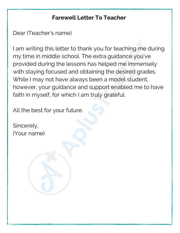 Farewell Letter To Teacher