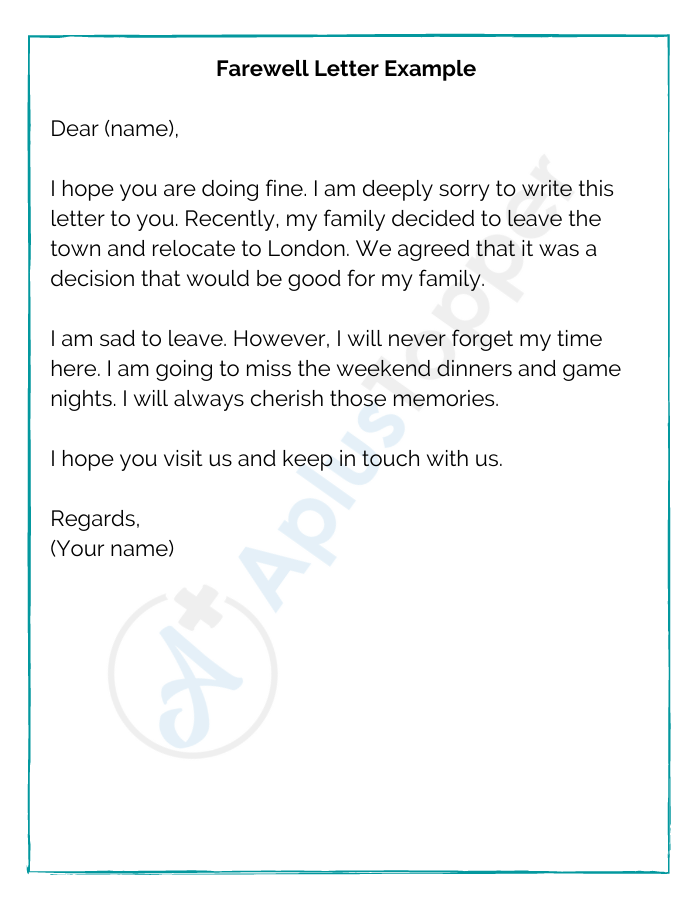 Farewell Letter