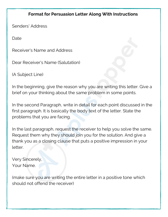 Format for Persuasion Letter Along With Instructions