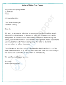 9 Sample Claim Letters | Format, Examples and How To Write Claim ...
