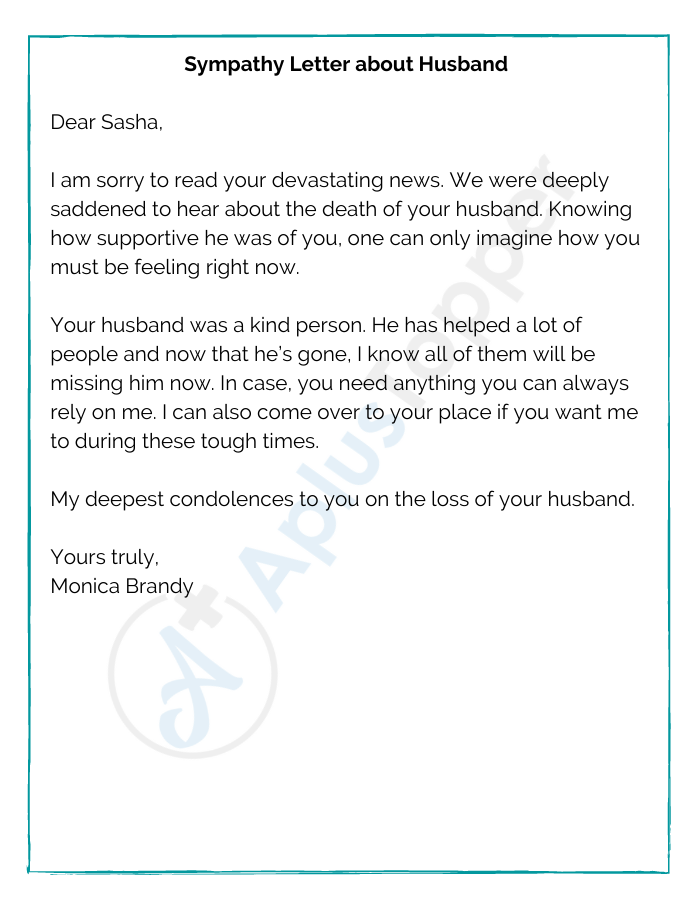 Sympathy Letter about Husband