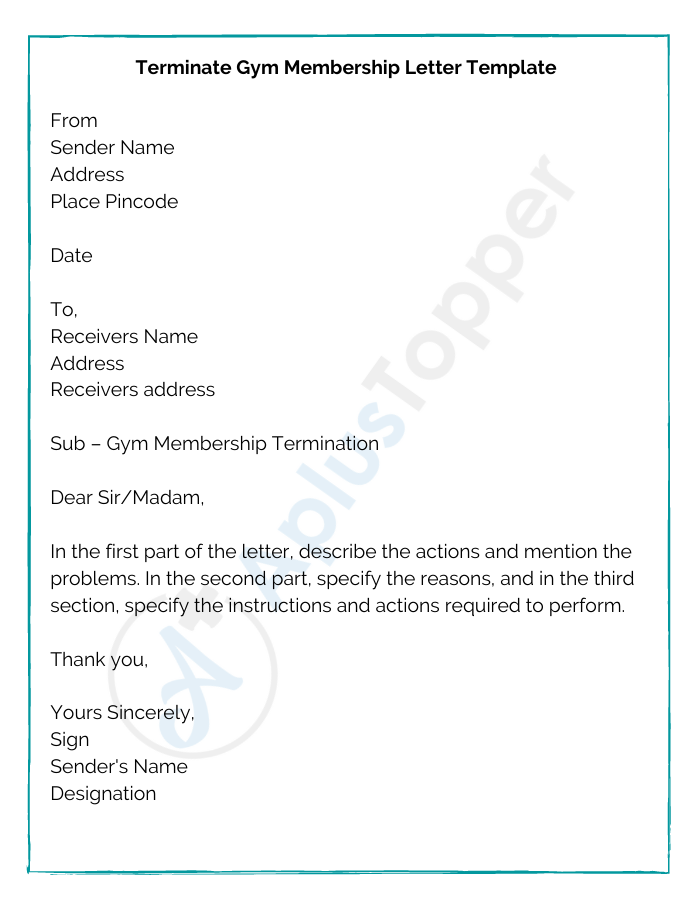 Terminate Gym Membership Letter Template