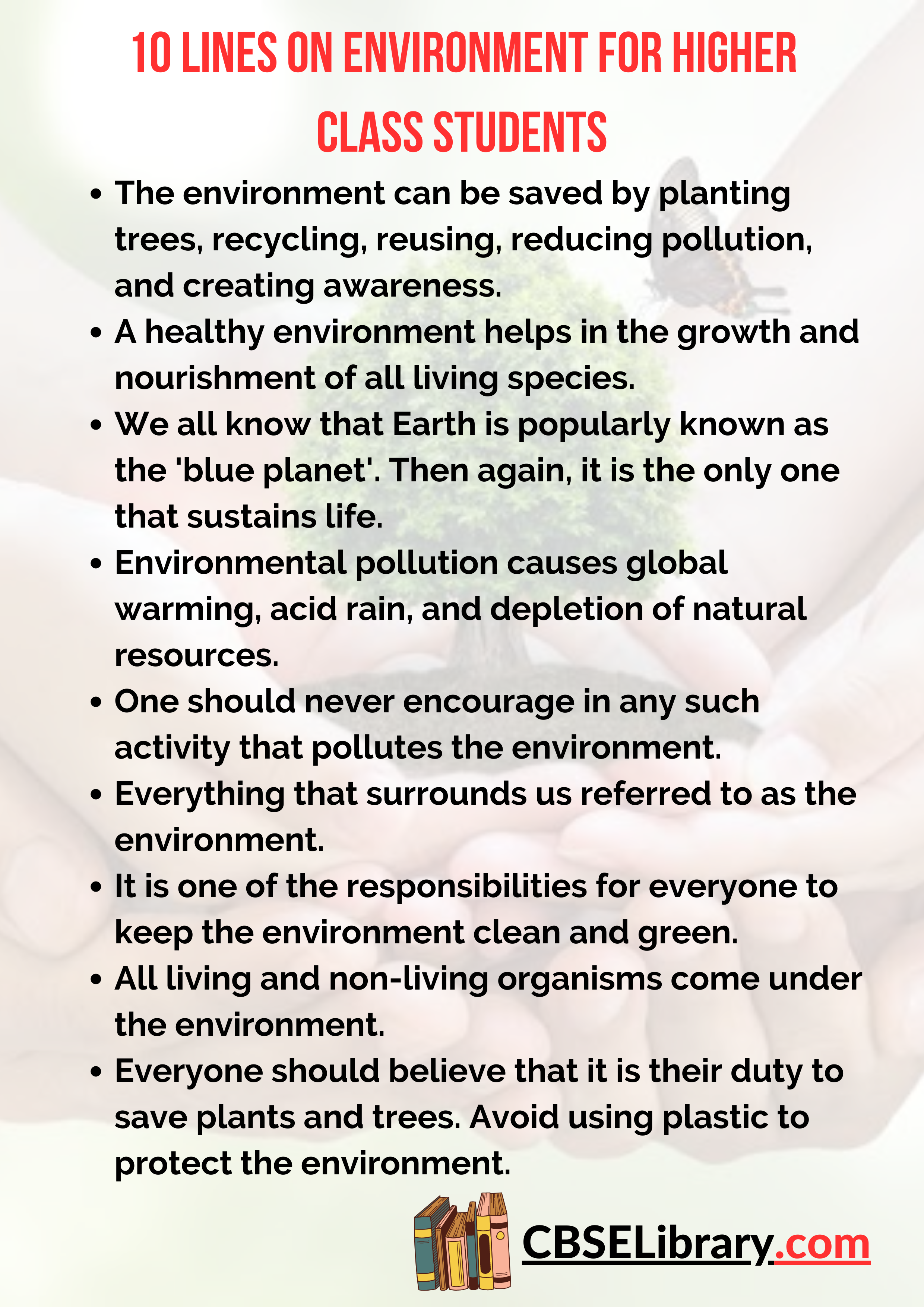10 Lines on Environment for Higher Class Students