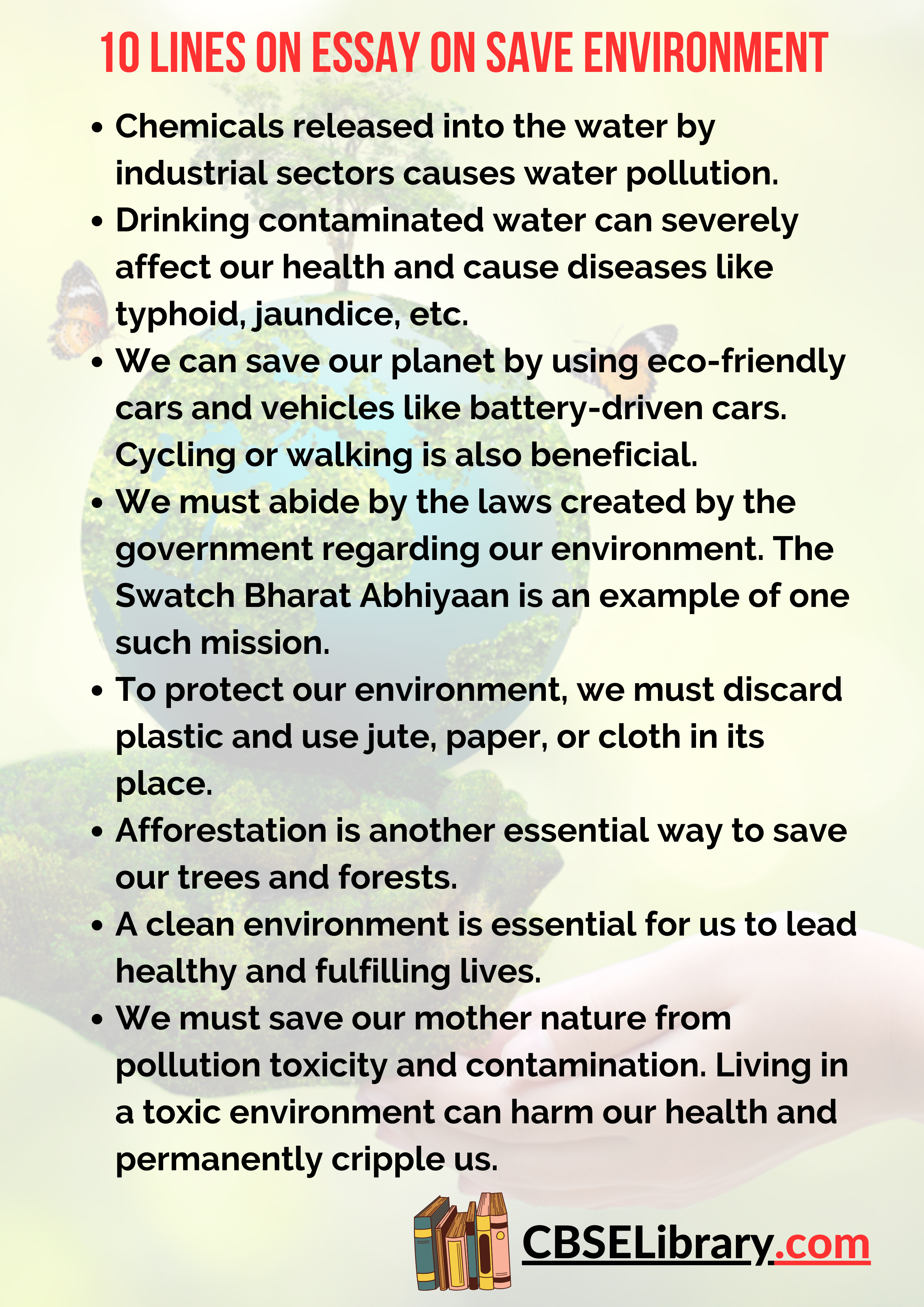 10 Lines on Essay on Save Environment