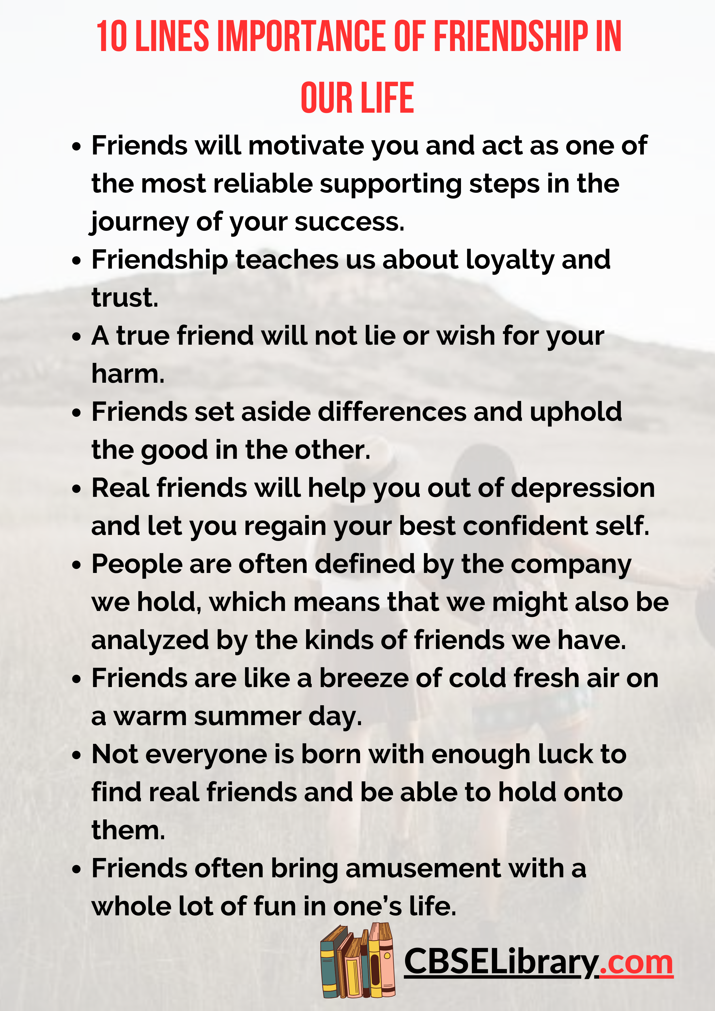 10 Lines Importance of Friendship in our Life
